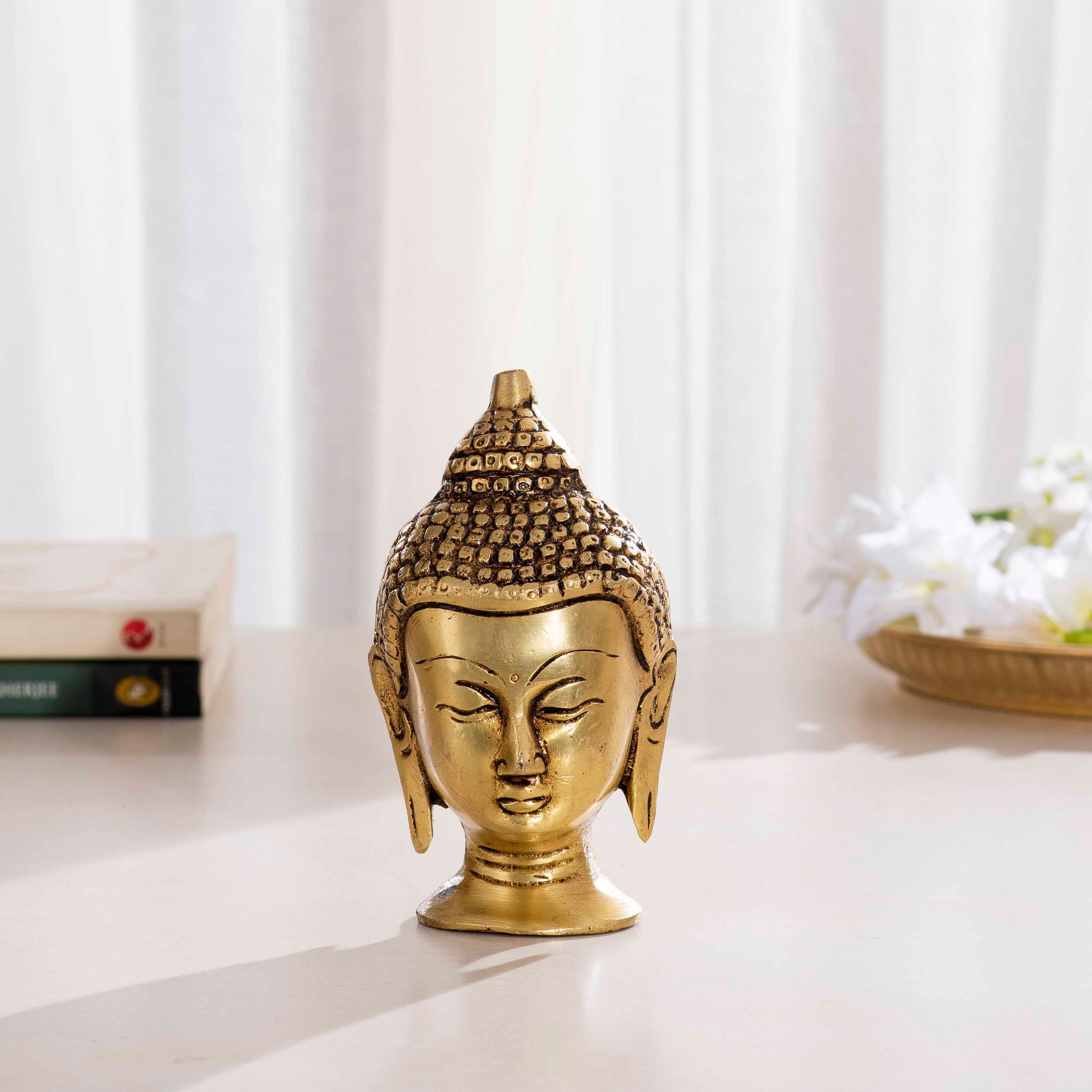 Brass Decorative Buddha Head - 5 Inch