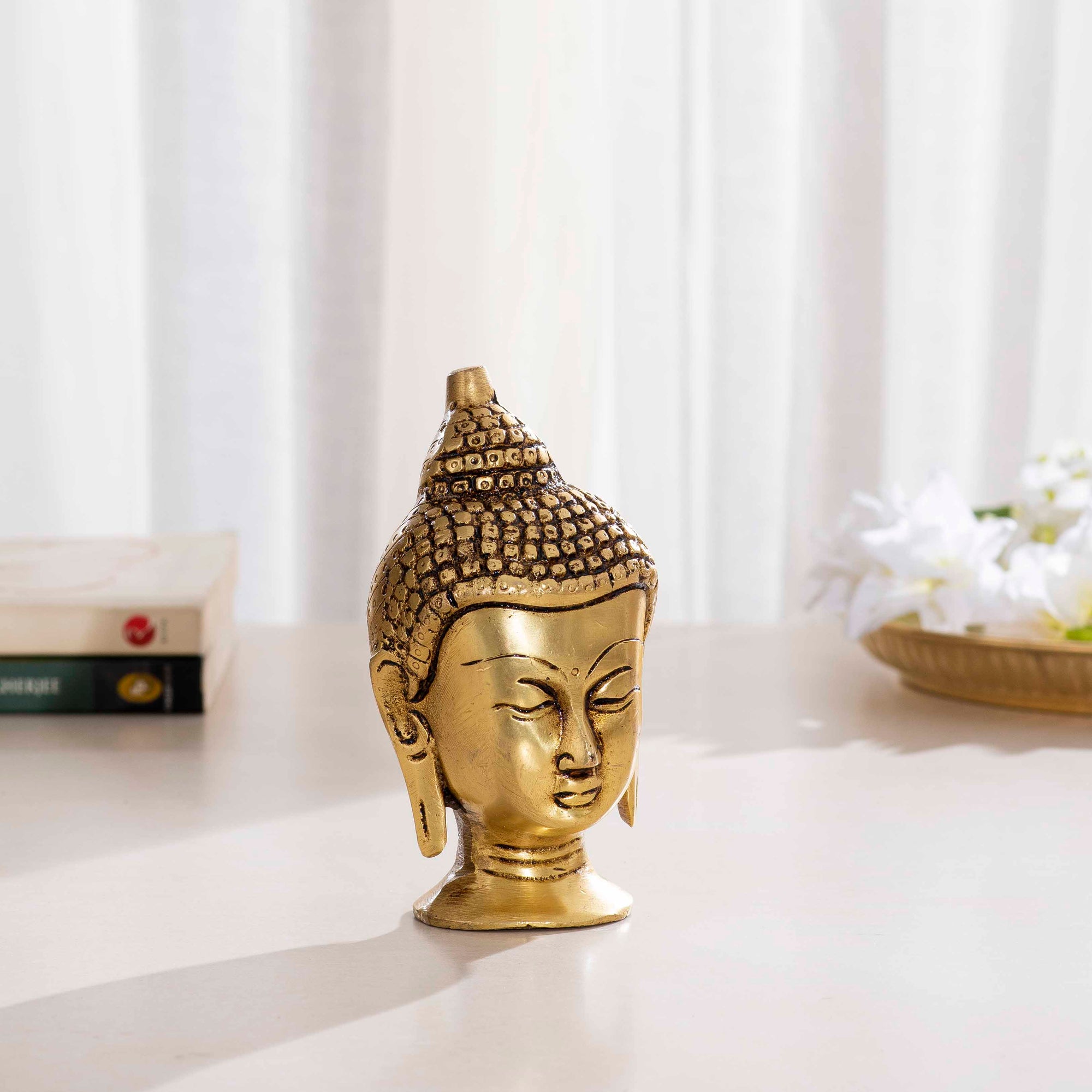 Brass Decorative Buddha Head - 5 Inch