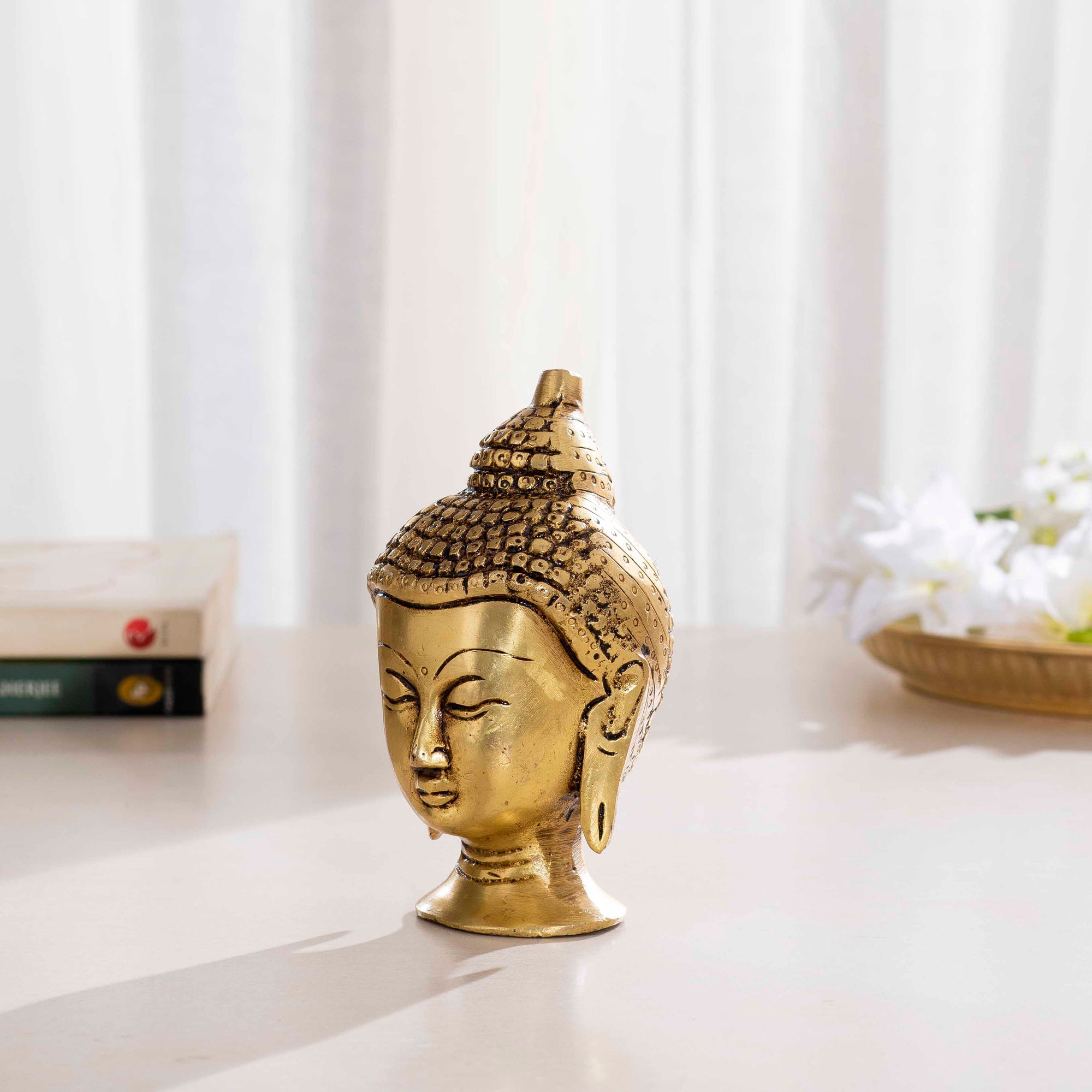 Brass Decorative Buddha Head - 5 Inch