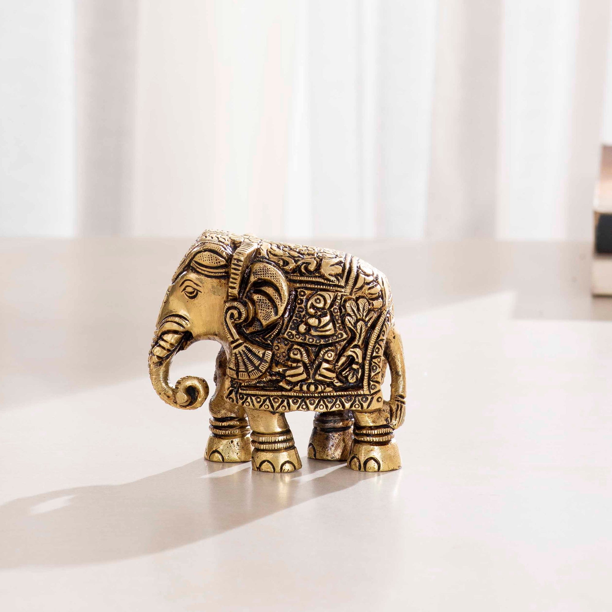 Brass Antique Elephant - 2.5 Inch