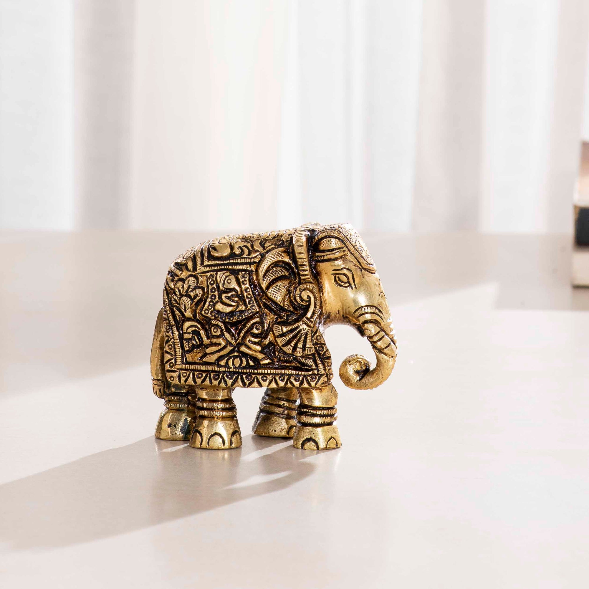 Brass Antique Elephant - 2.5 Inch