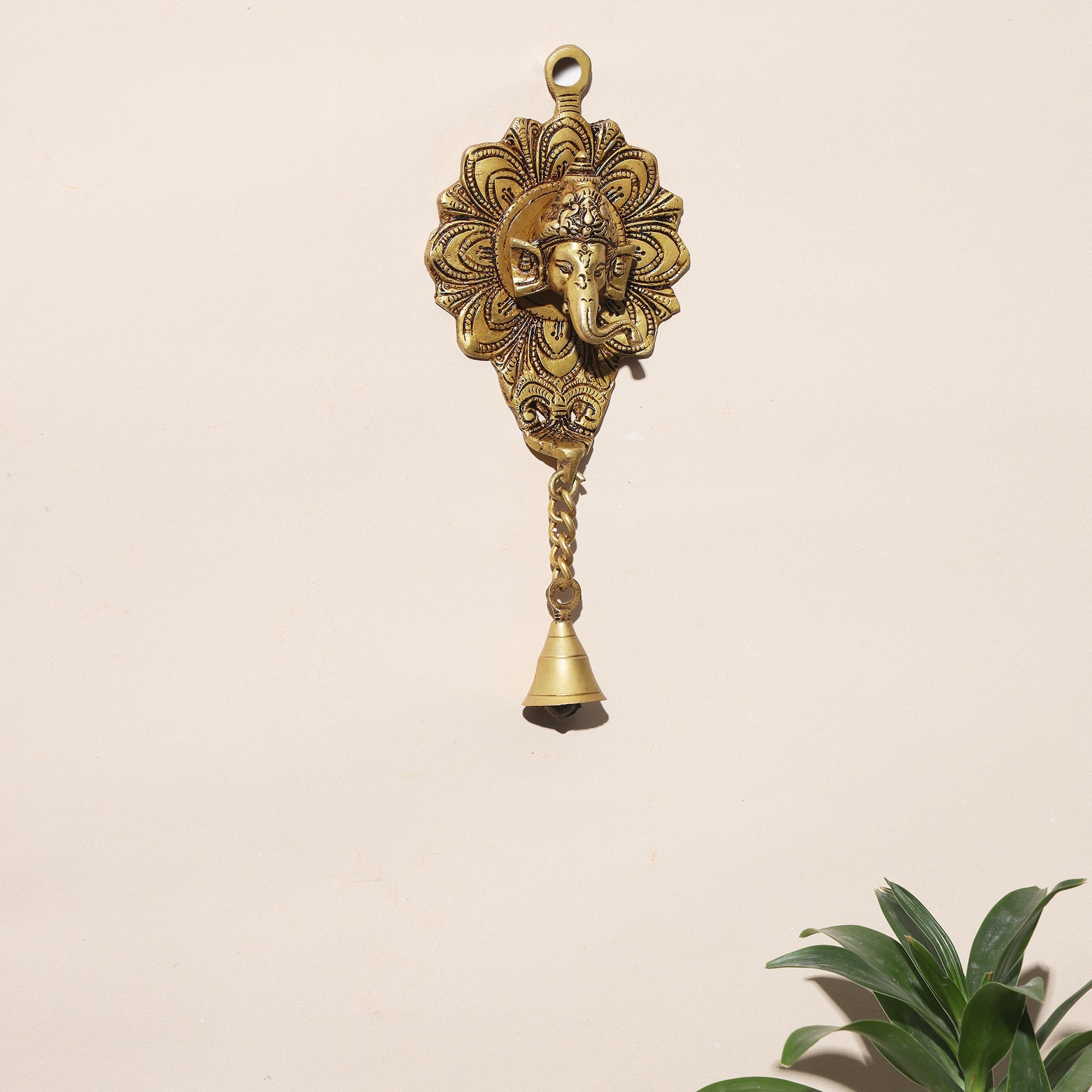 Brass Wall Hanging Ganesha - 8 inch