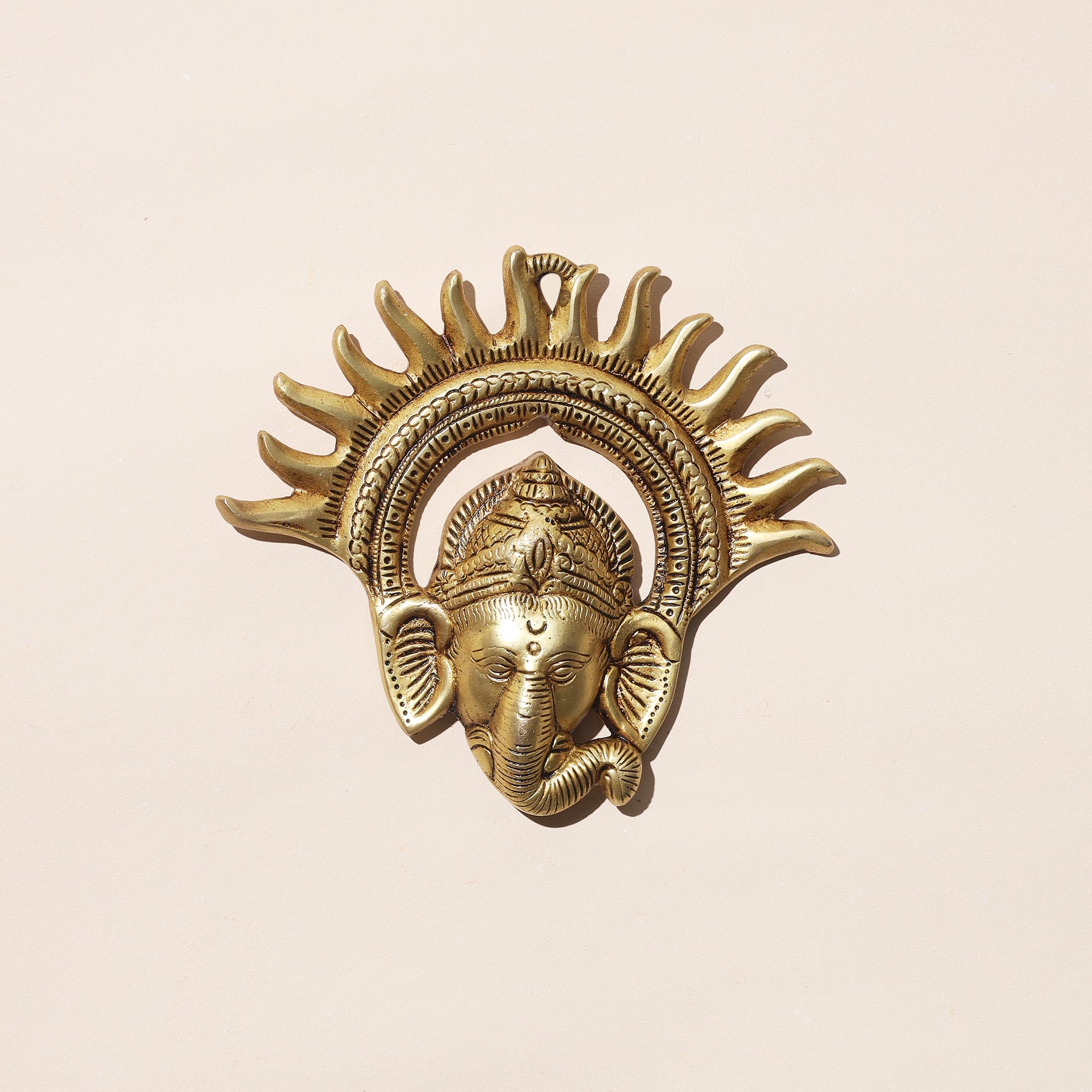 Brass Wall Hanging Sun Ganesha - 6.5 inch