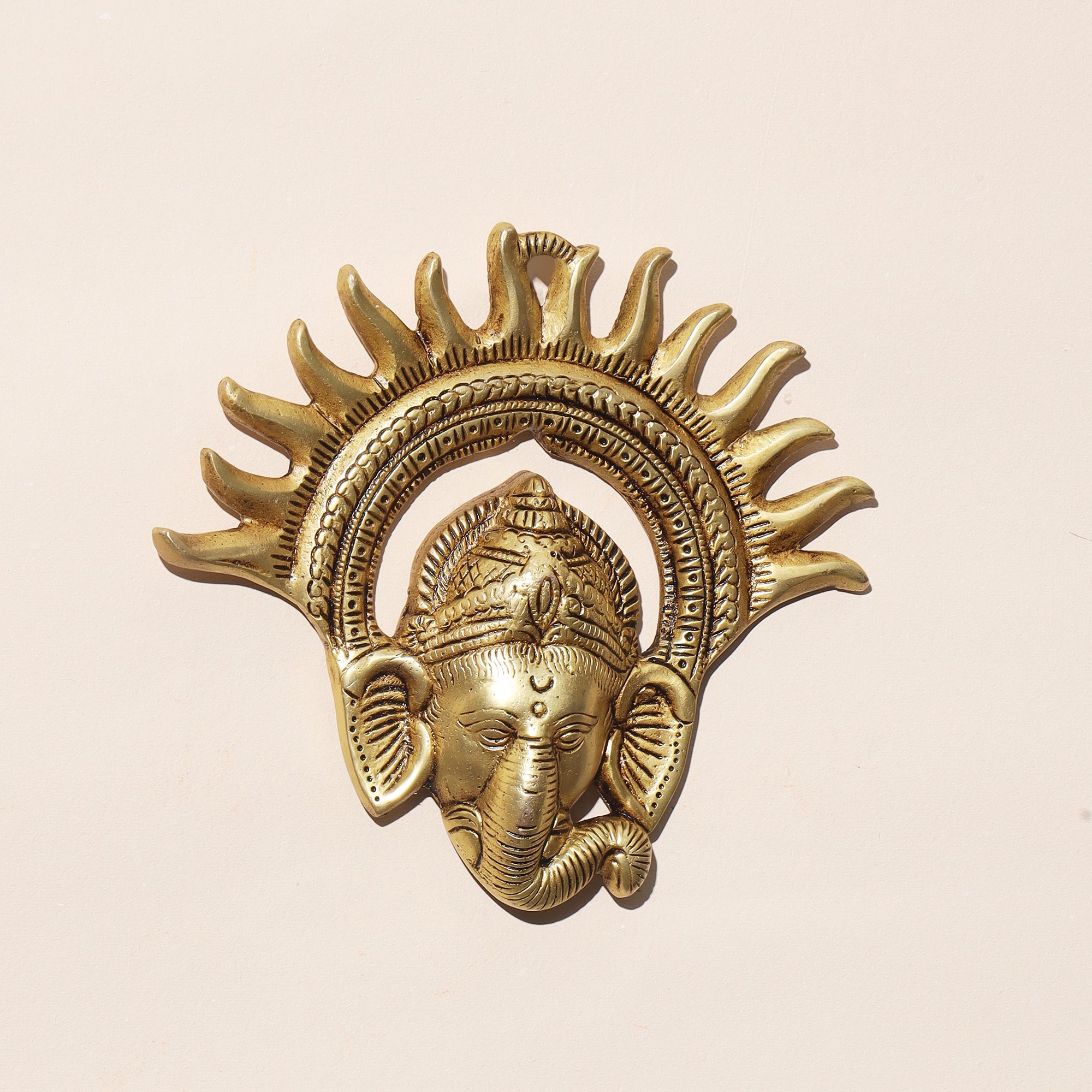 Brass Wall Hanging Sun Ganesha - 6.5 inch
