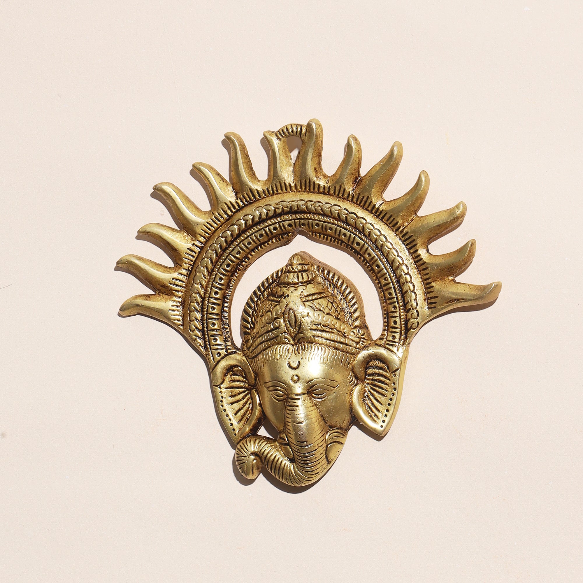 Brass Wall Hanging Sun Ganesha - 6.5 inch