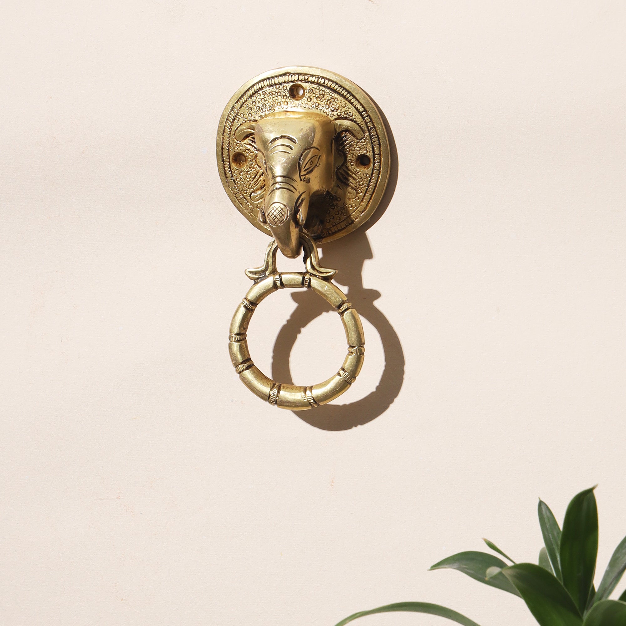 Brass Elephant Door Knocker - 5.5