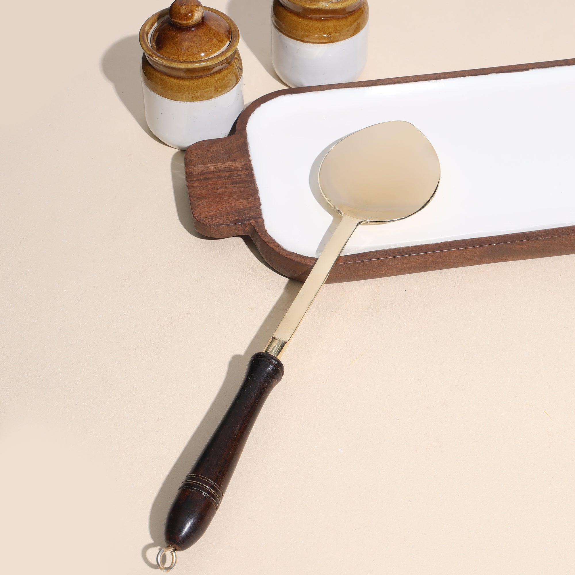 Brass Spatula with Wooden Handle- 14 inch