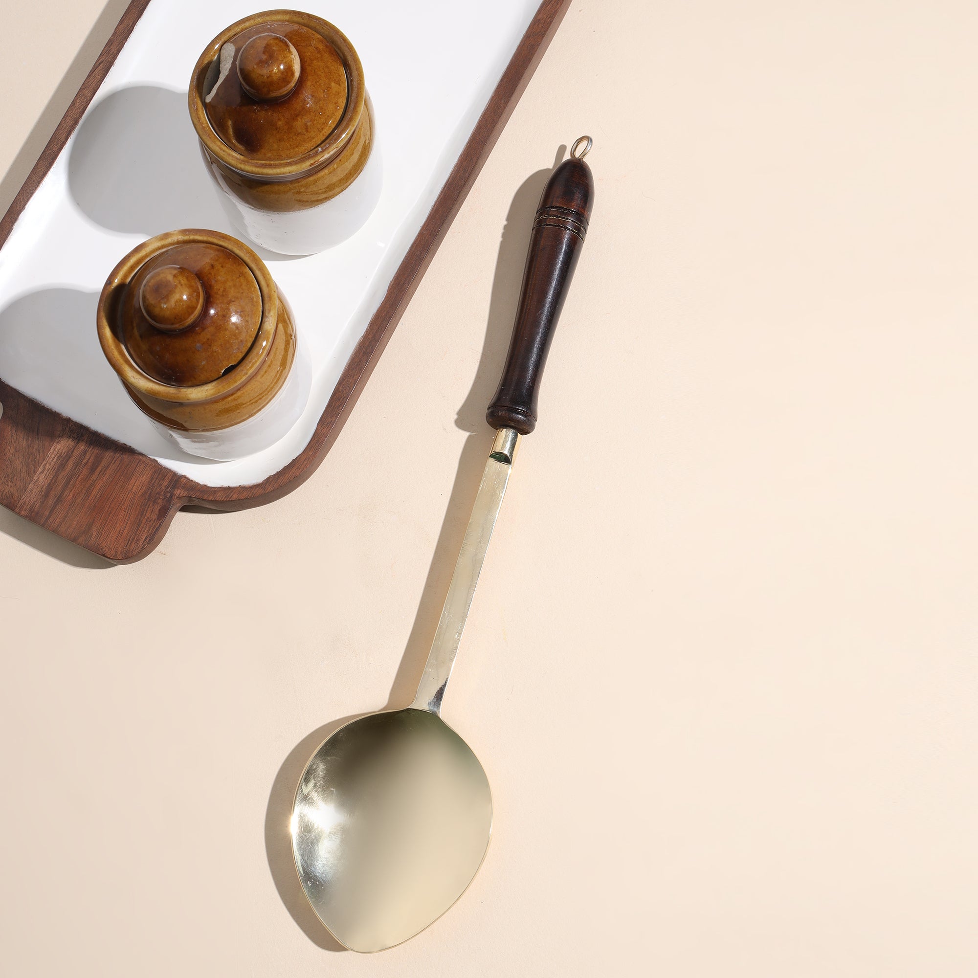 Brass Spatula with Wooden Handle- 14 inch