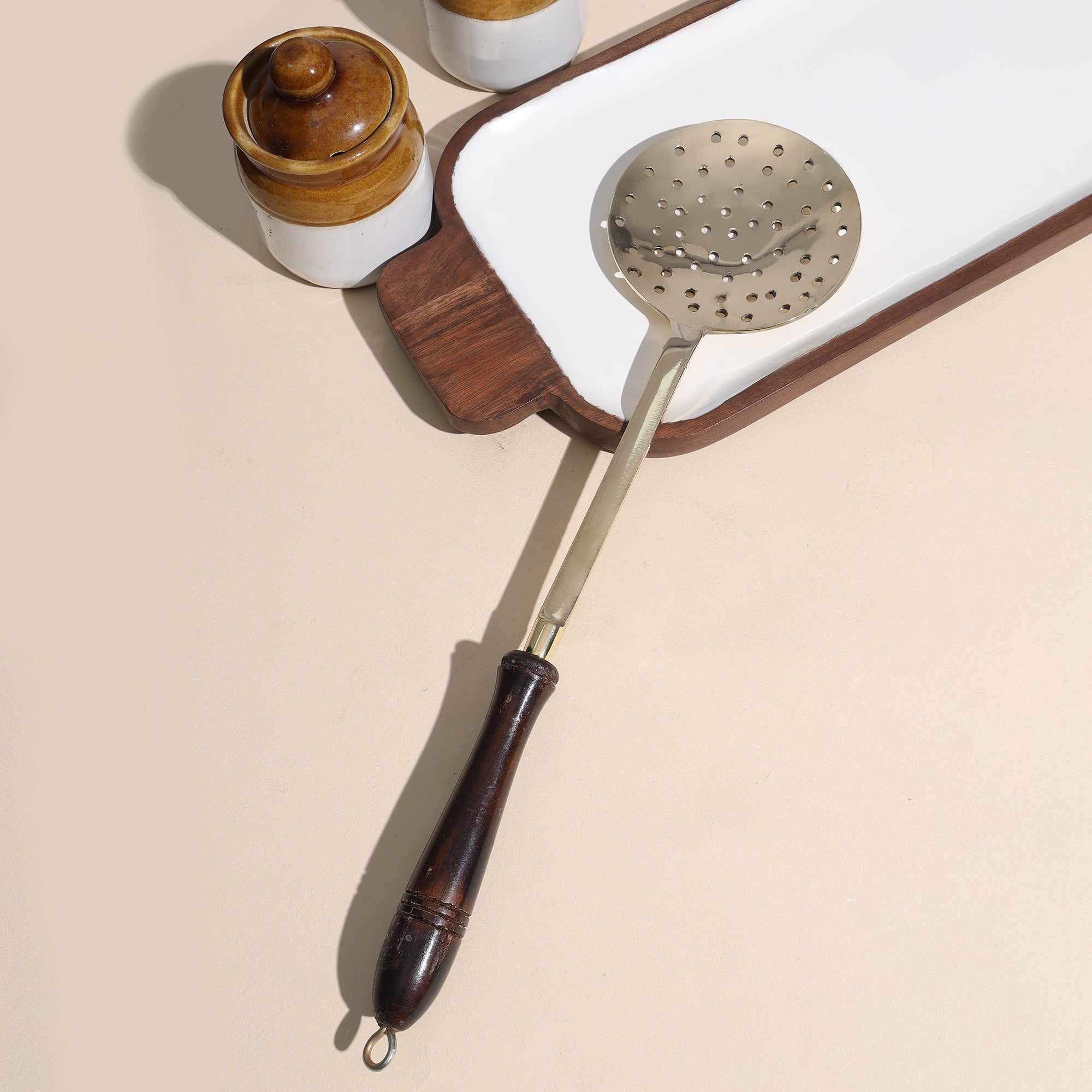 Brass Frying Ladle with Wooden Handle- 15 inch
