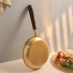 Brass Frying Pan with Wooden Handle