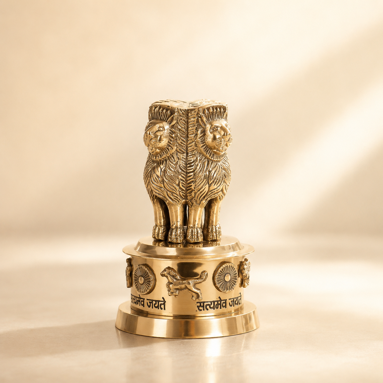 Brass Ashok Stambh – Indian National Emblem Brass Statue - 5 Inch ...