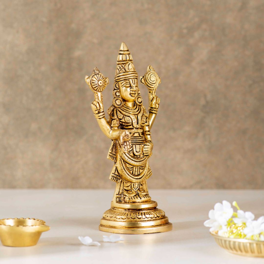 Brass Tirupati Balaji Idol [ 7 inch ]