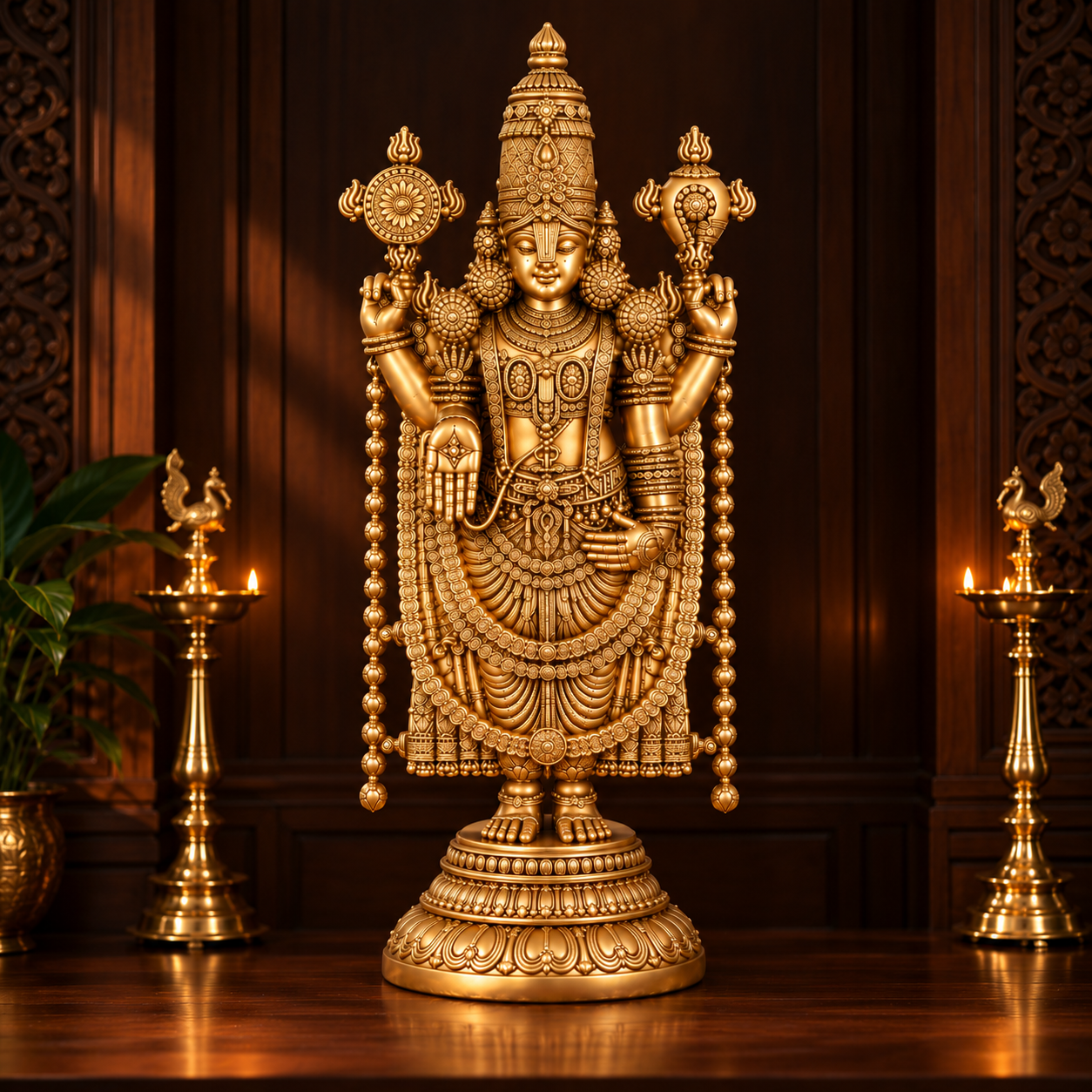 Brass Lord Venkateswara Tirupati Balaji Idol - 4 Feet