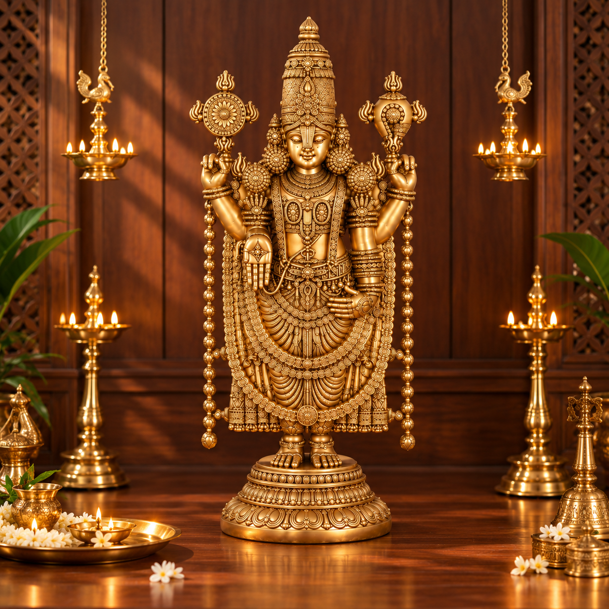 Brass Lord Venkateswara Tirupati Balaji Idol - 4 Feet