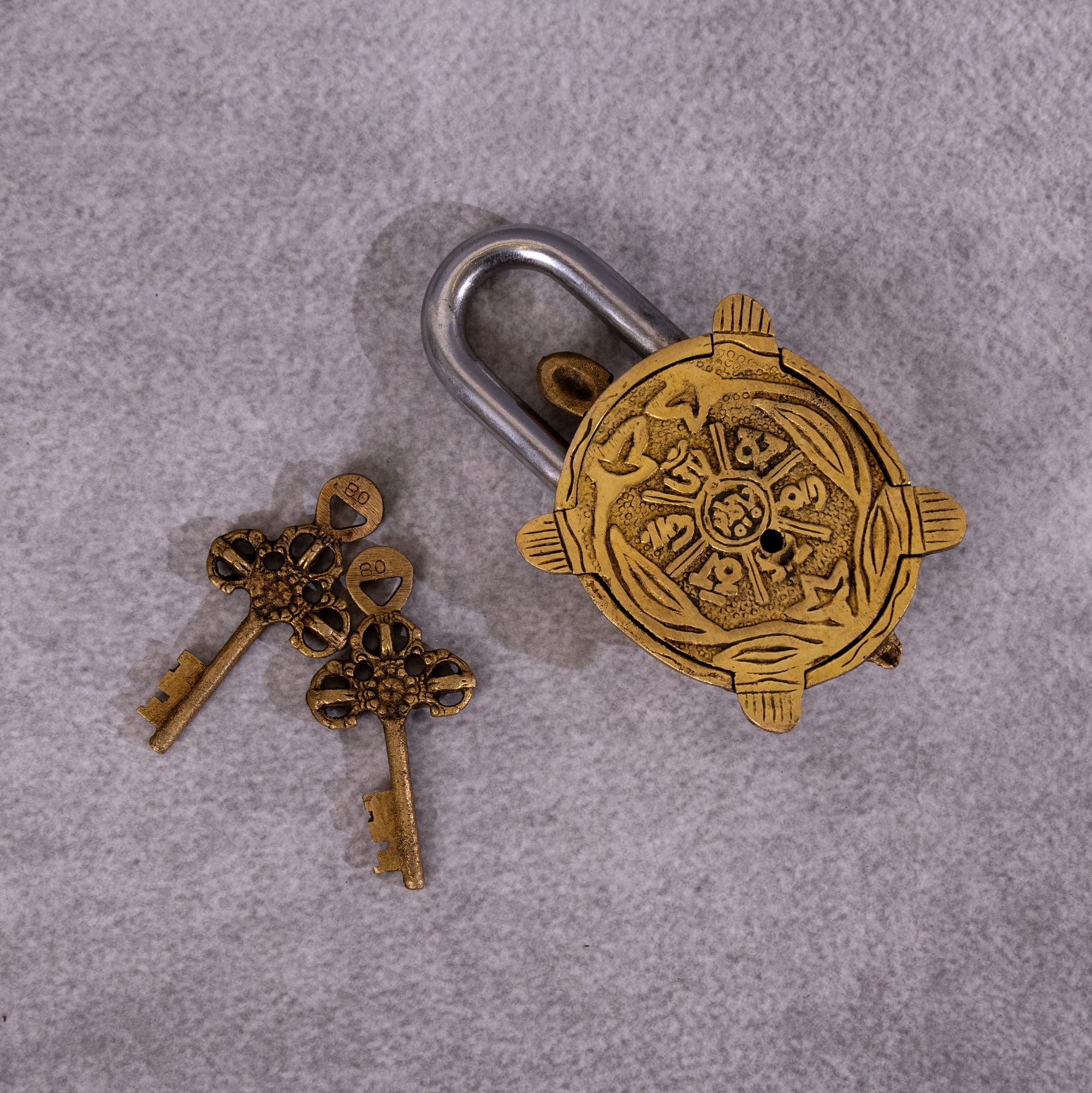 Premium Brass Tortoise Lock – Antique Finish Decorative Security Lock with Keys