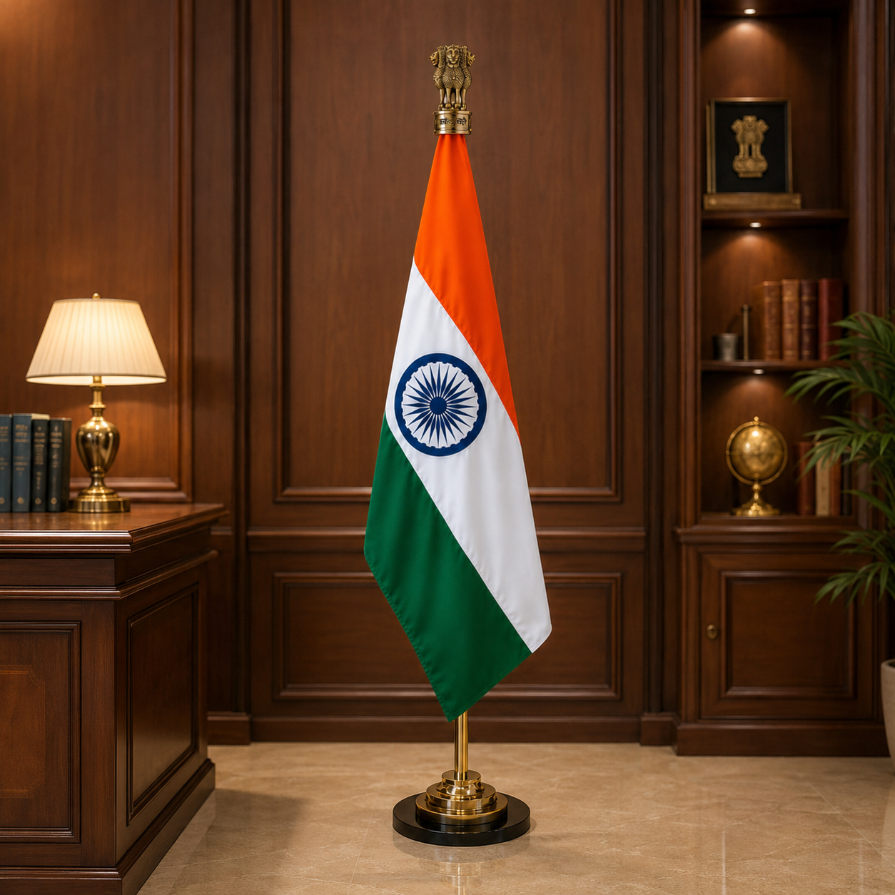 Premium Indian Pole Flag with Stand (7 Ft Height)