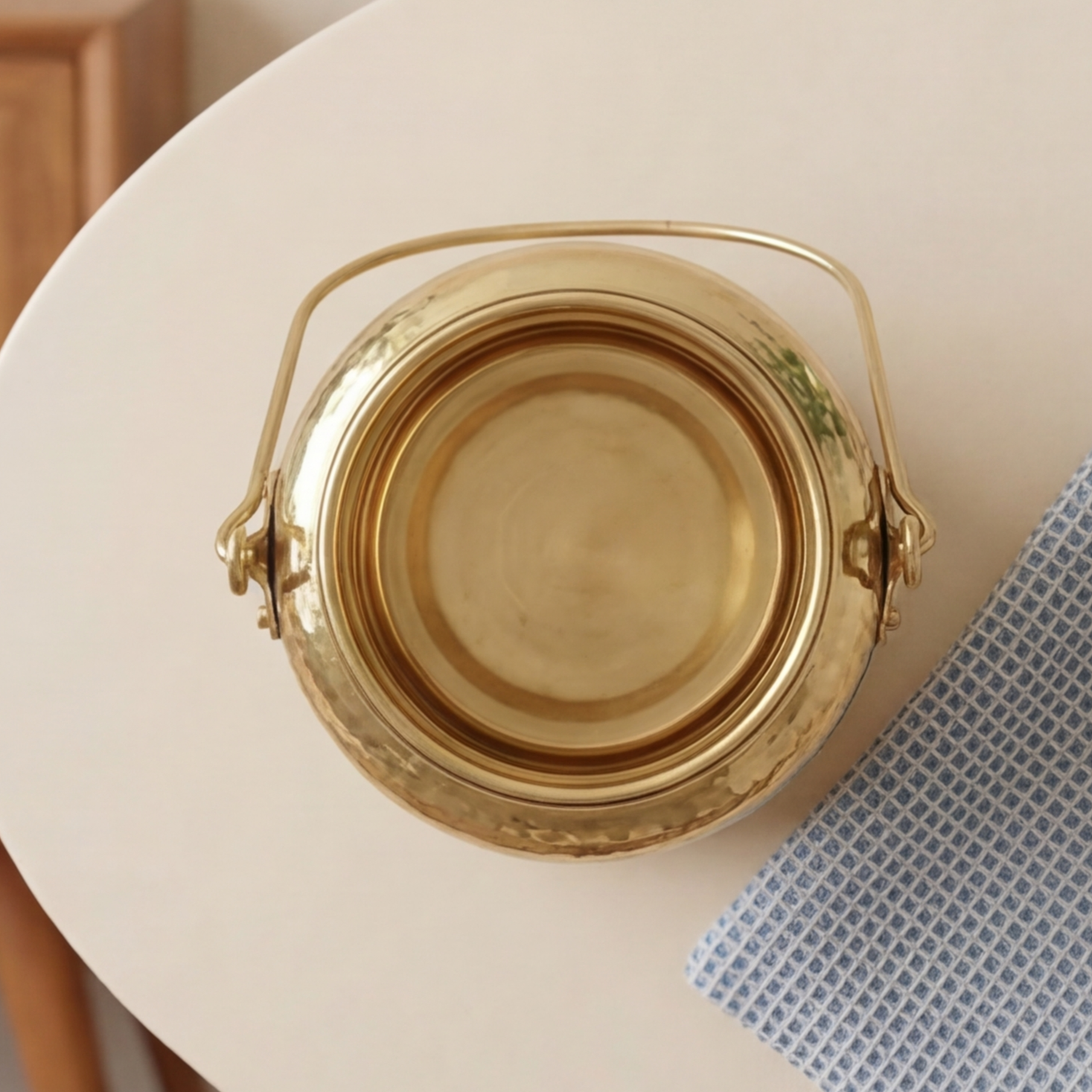 Brass Hammered Milk Can / Storage Container with Handle