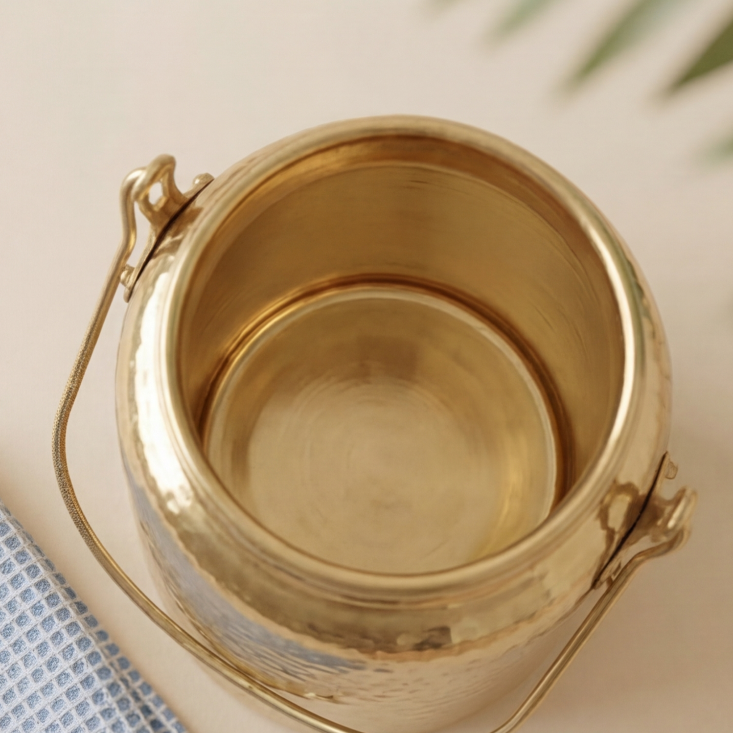 Brass Hammered Milk Can / Storage Container with Handle