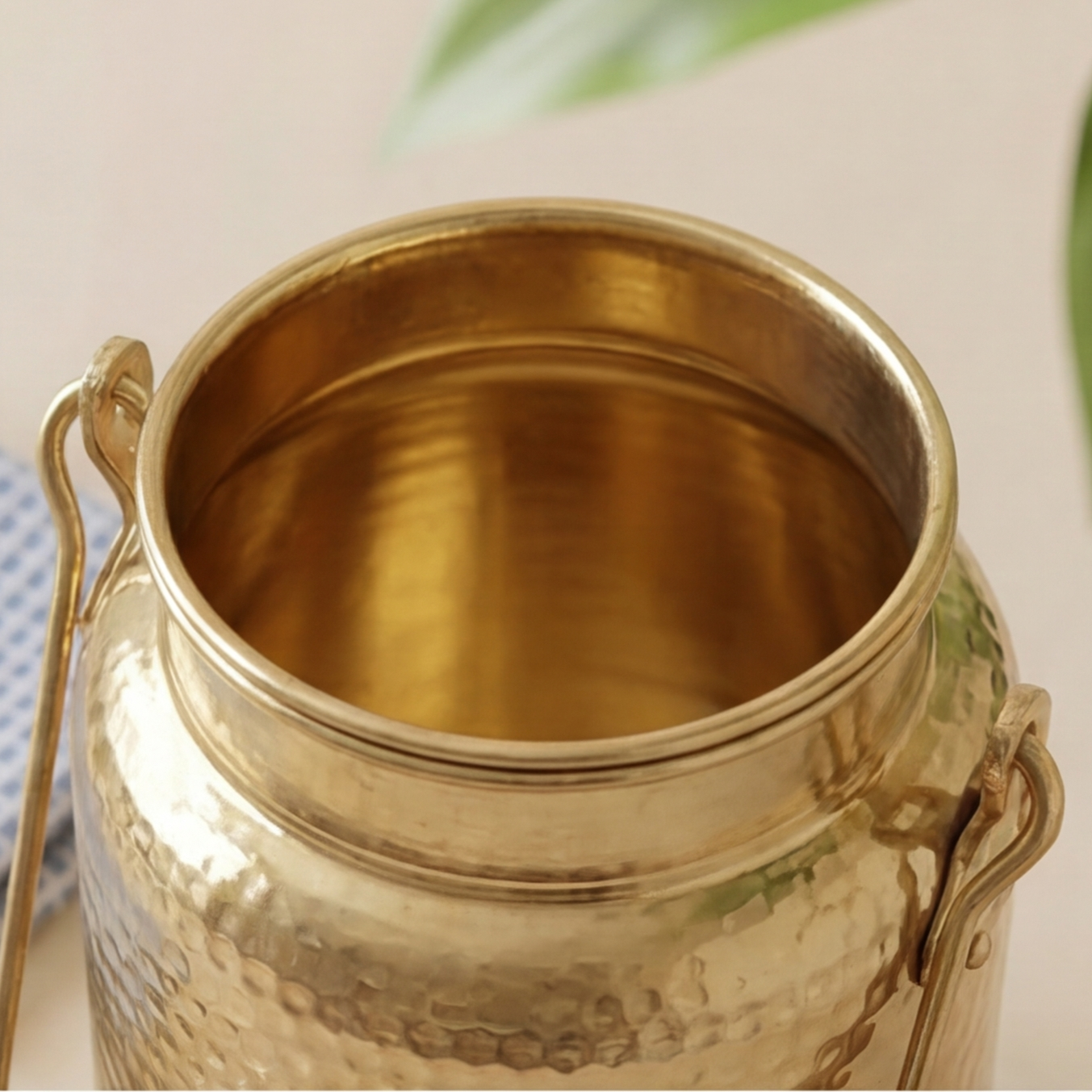 Brass Hammered Milk Can / Storage Container with Handle