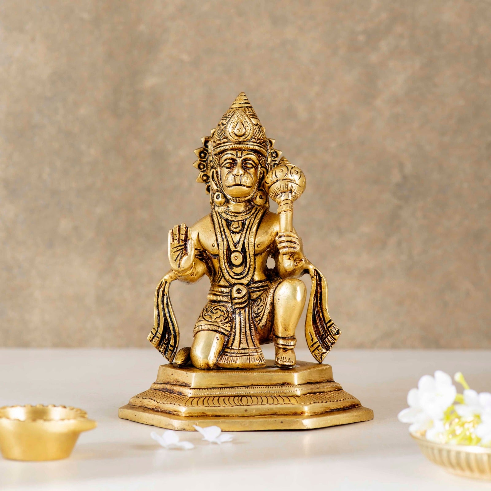 Brass Superfine Sitting Hanuman Statue [ 6 inch ]