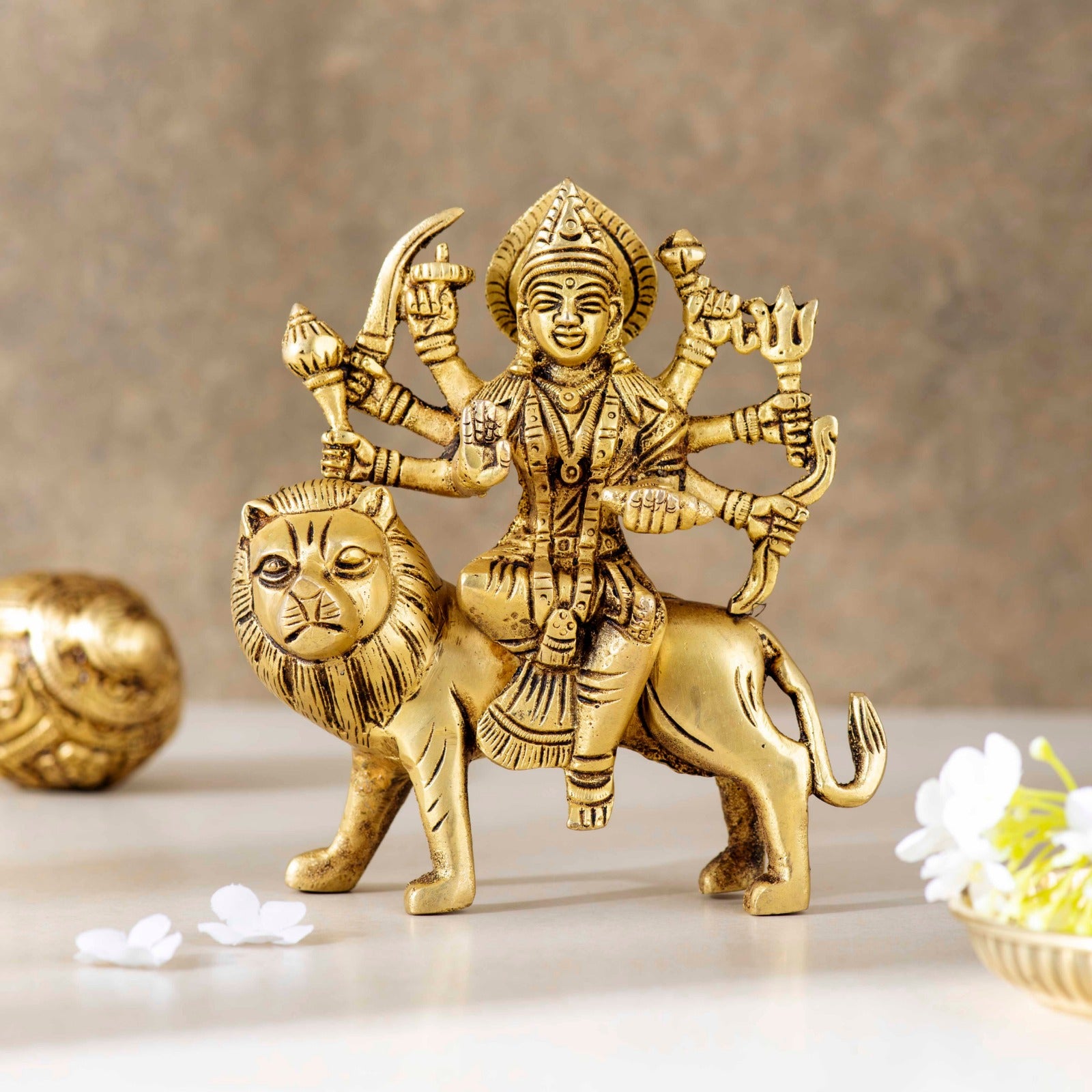 Brass Superfine Brass Maa Durga Idol - 5 Inch