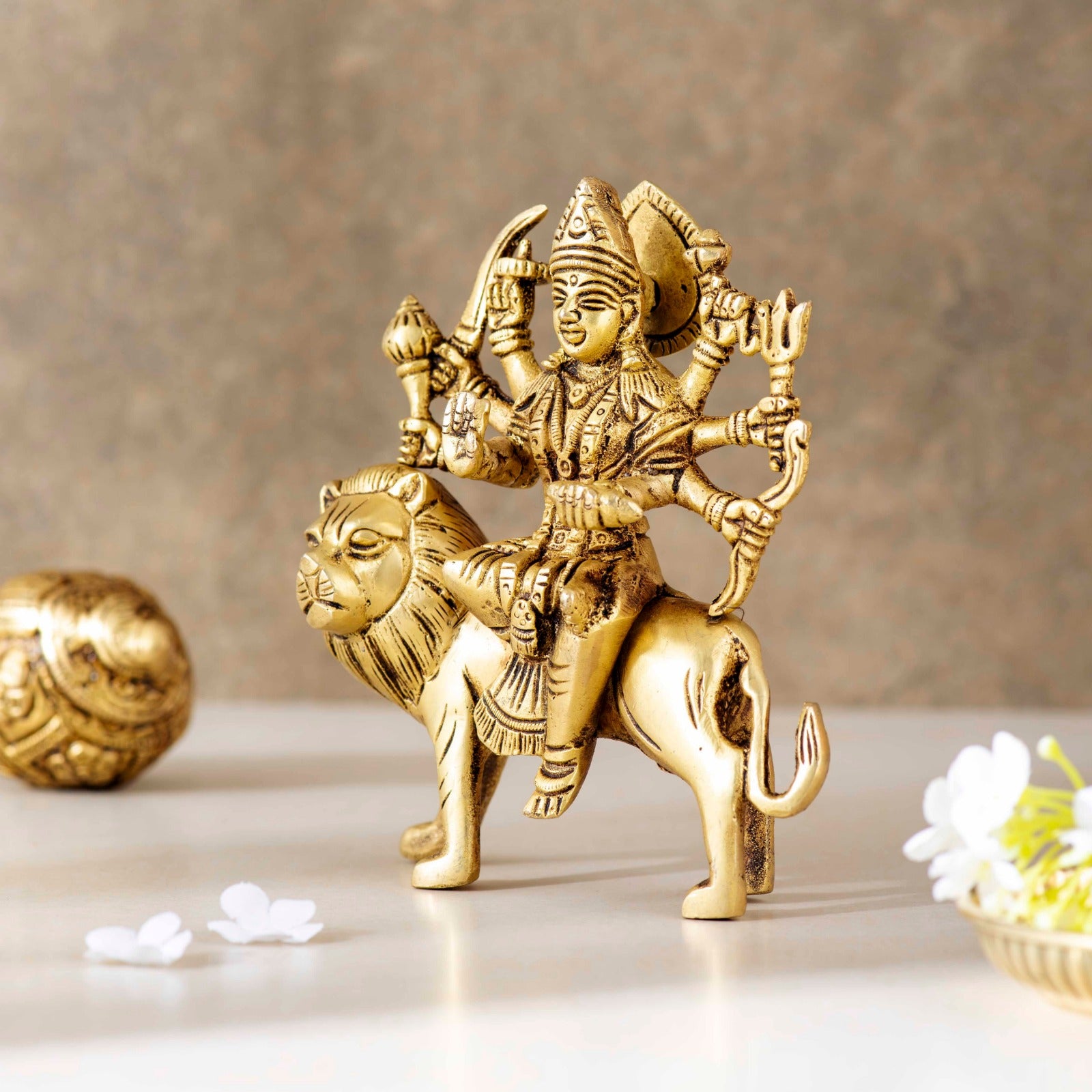 Brass Superfine Brass Maa Durga Idol - 5 Inch