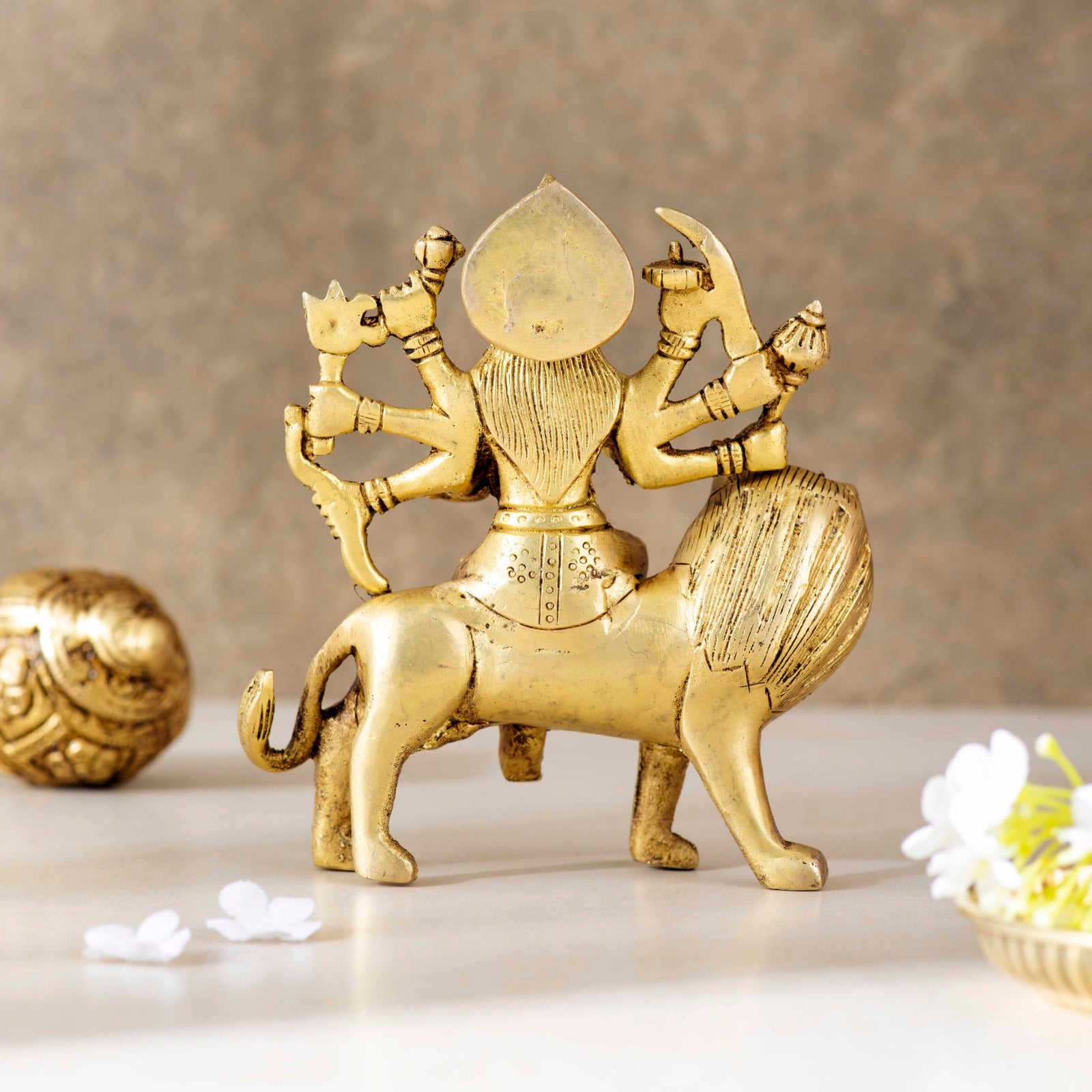 Brass Superfine Brass Maa Durga Idol - 5 Inch