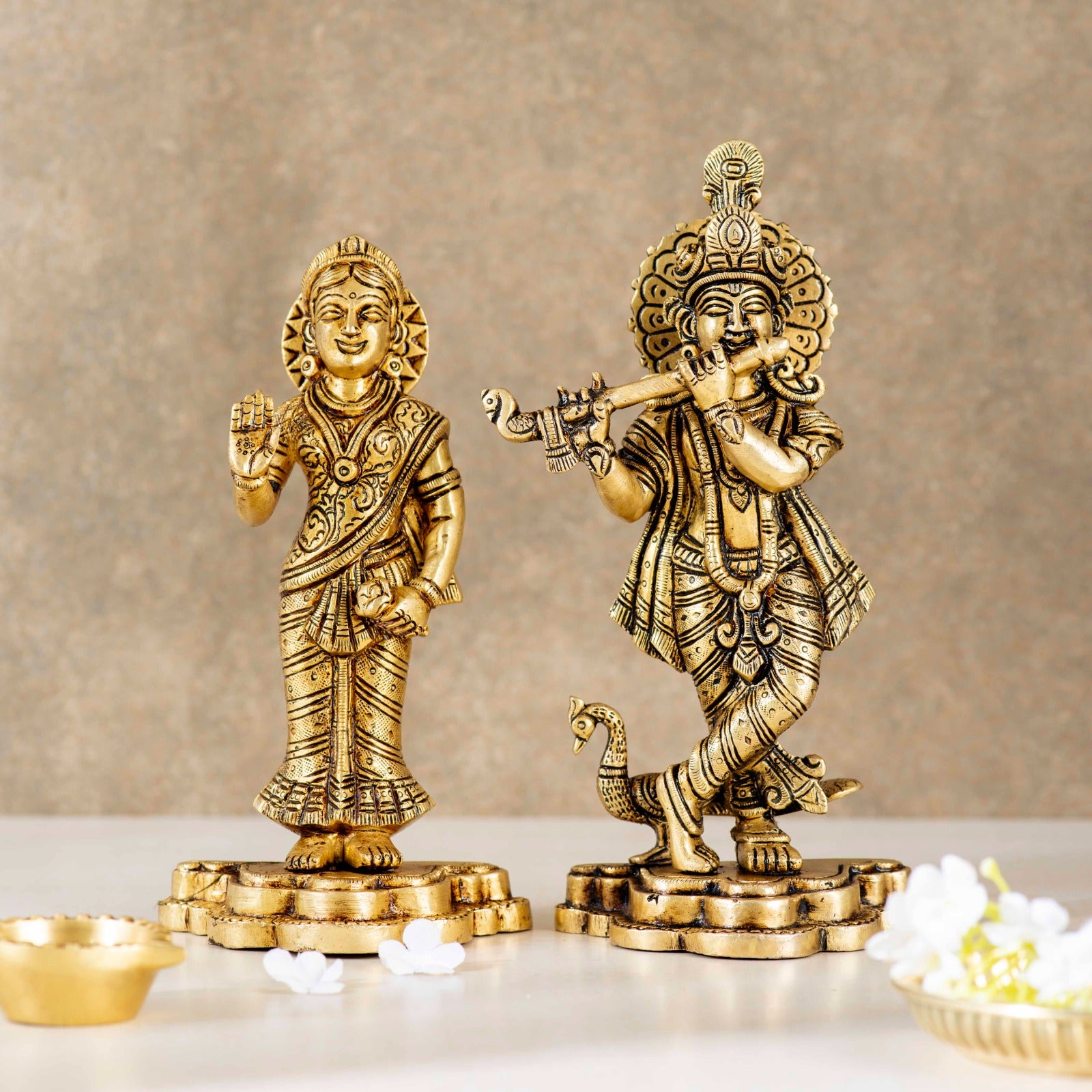 Superfine Brass Devine Pair of Radha Krishna - 8 Inch