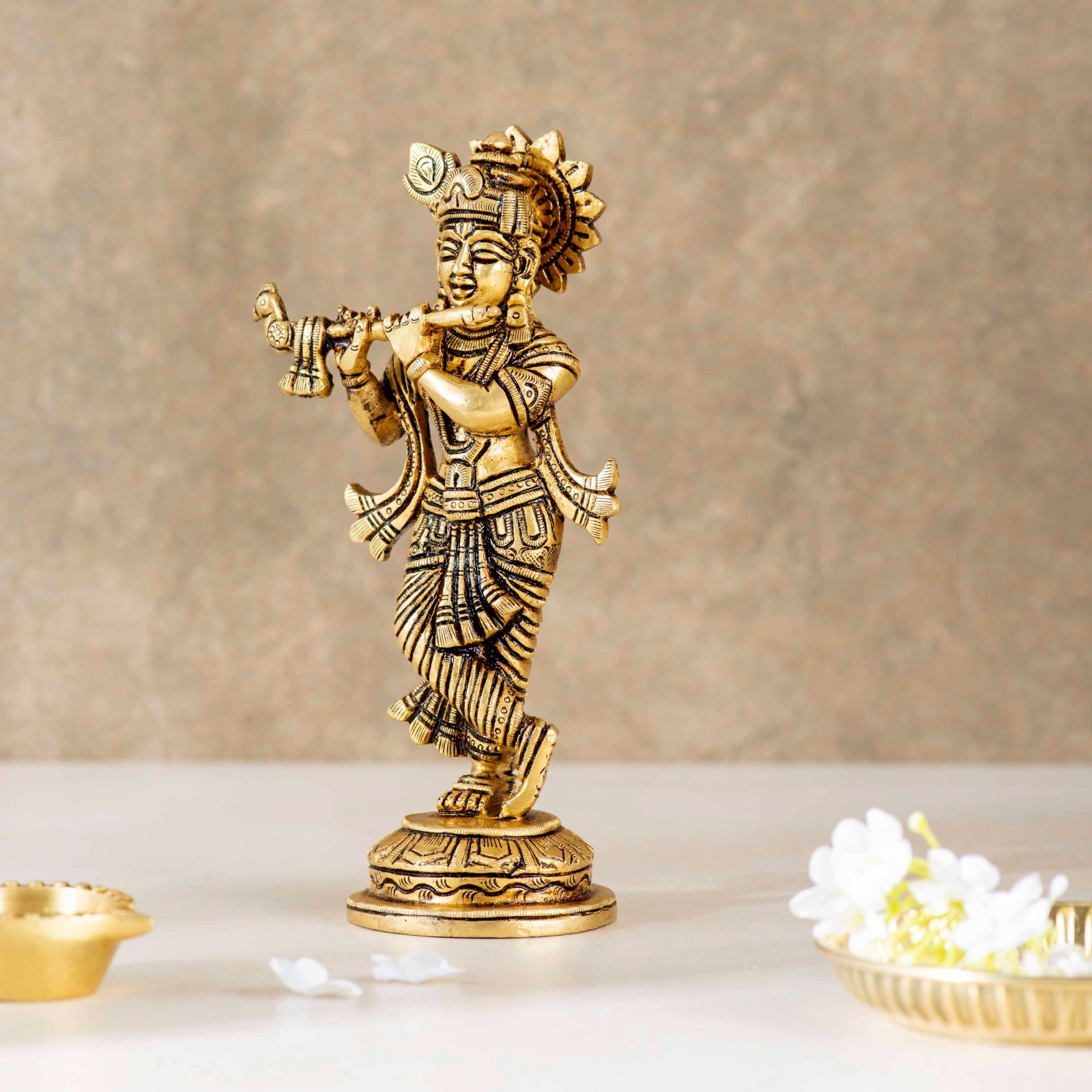 Superfine Brass Devine Pair of Radha Krishna - 8 Inch