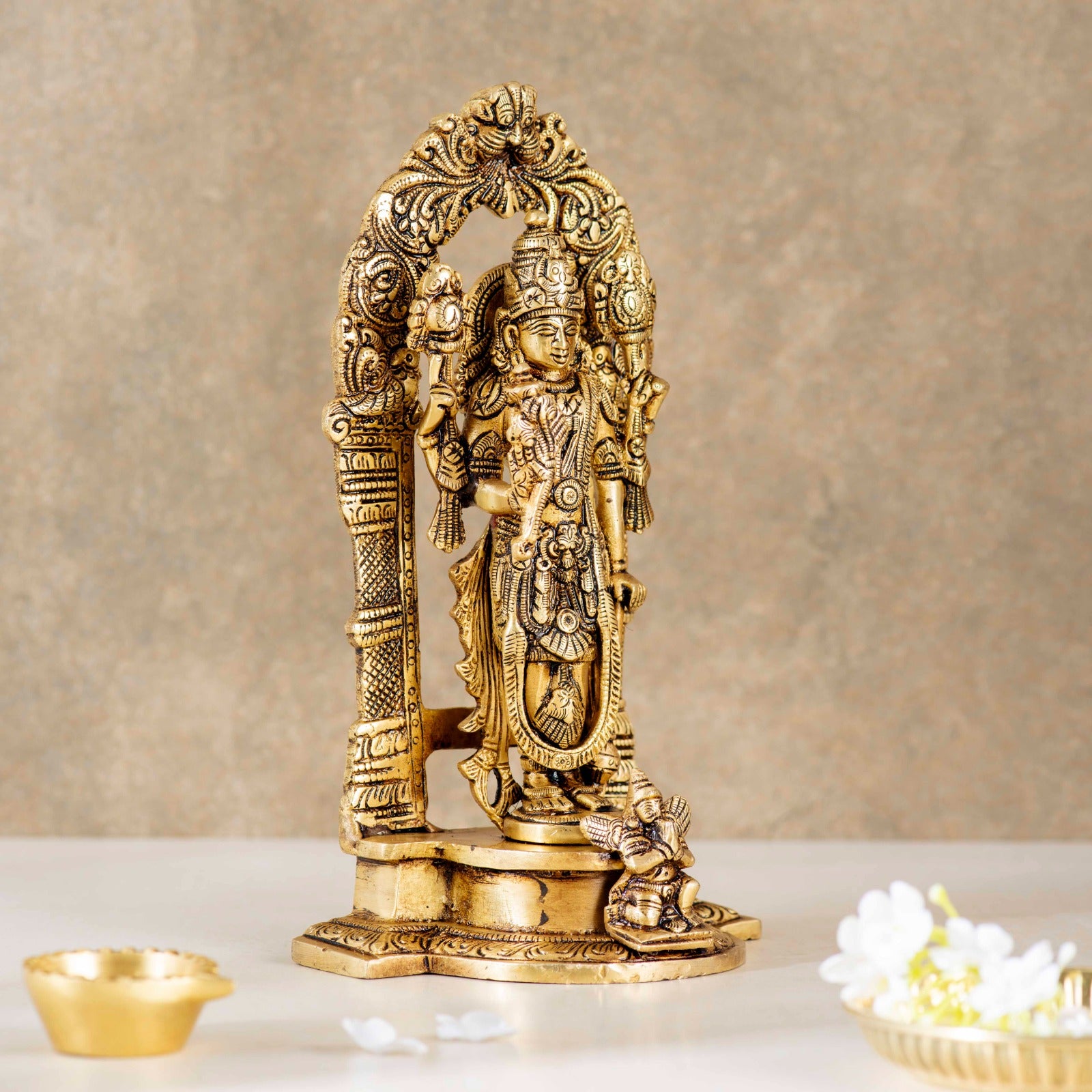 Chaturbhuj Standing Vishnu in Frame - 9 Inch