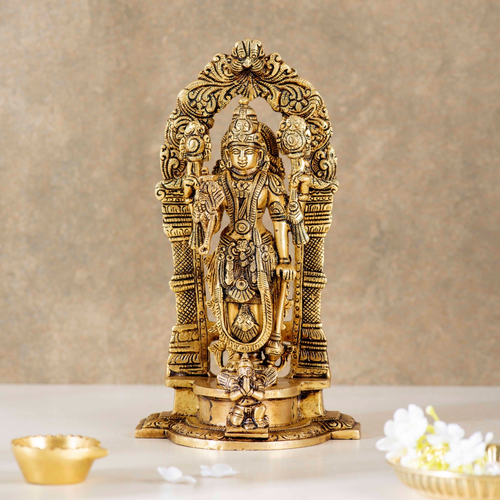 Chaturbhuj Standing Vishnu in Frame - 9 Inch