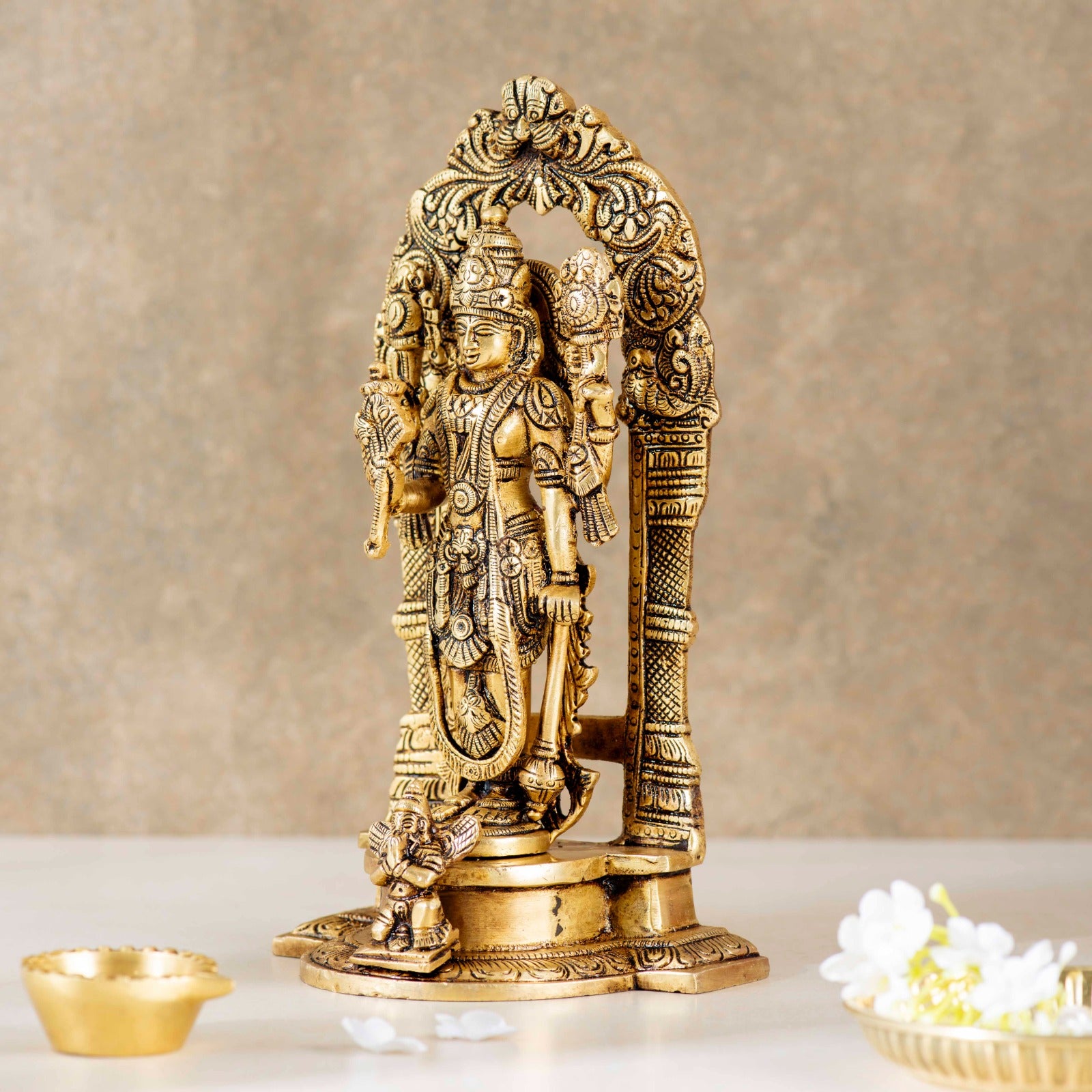 Chaturbhuj Standing Vishnu in Frame - 9 Inch