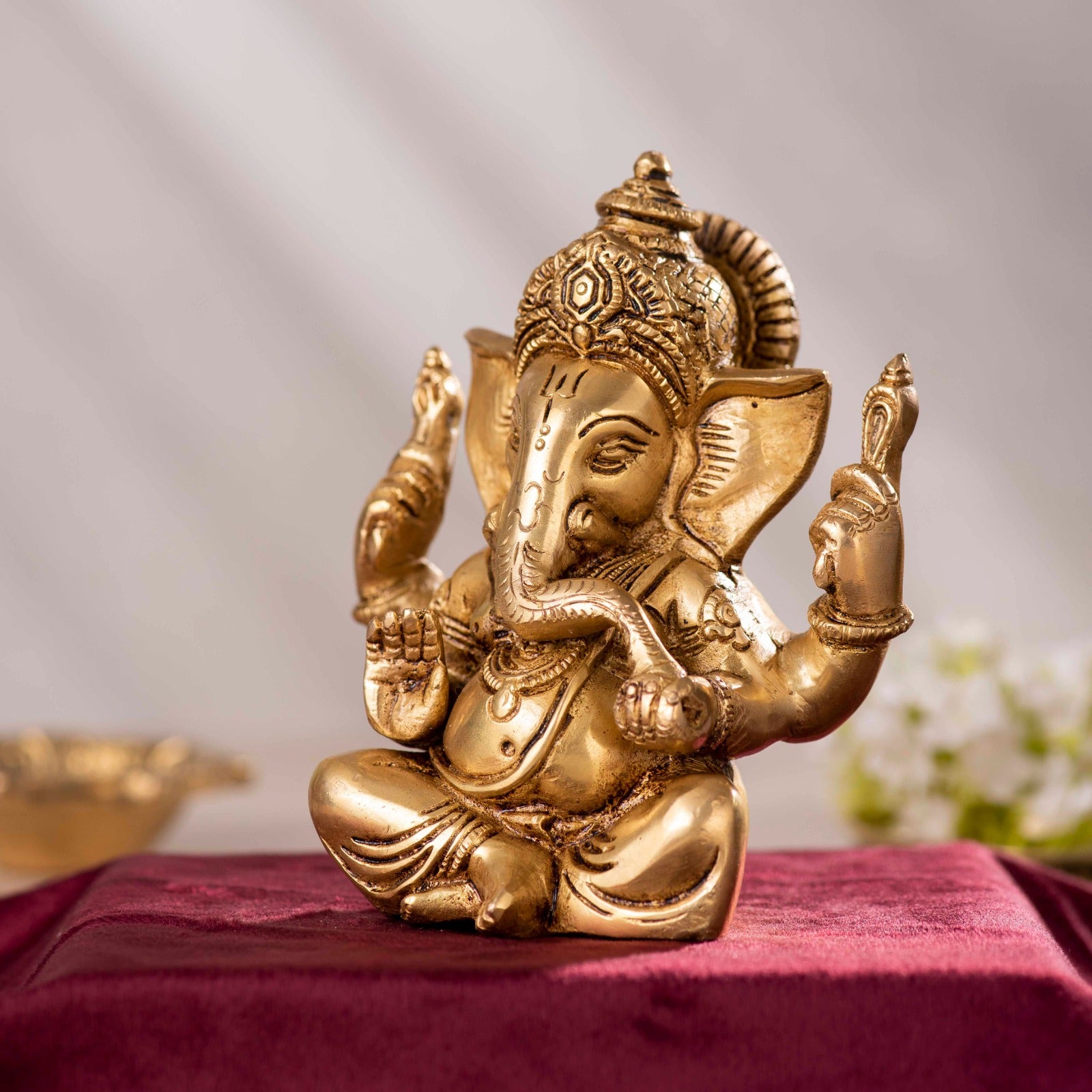 Brass Superfine Ganesha Statue - 6 Inch