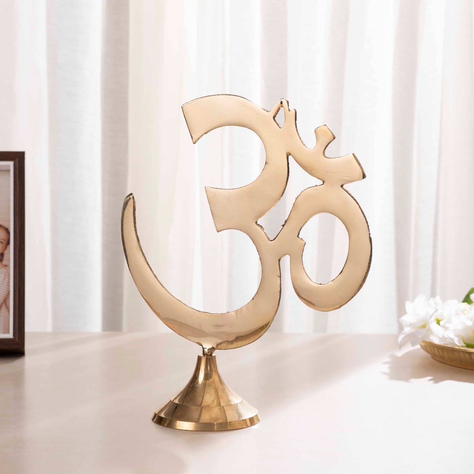 Brass Om With Stand - 9 Inch