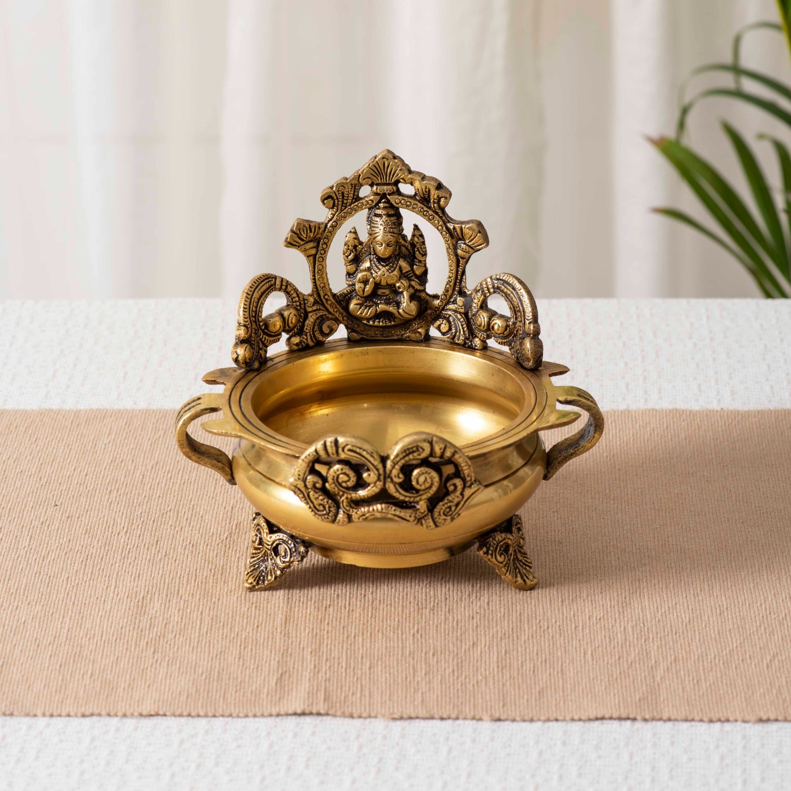 Brass Laxmi Urli - 8 Inch