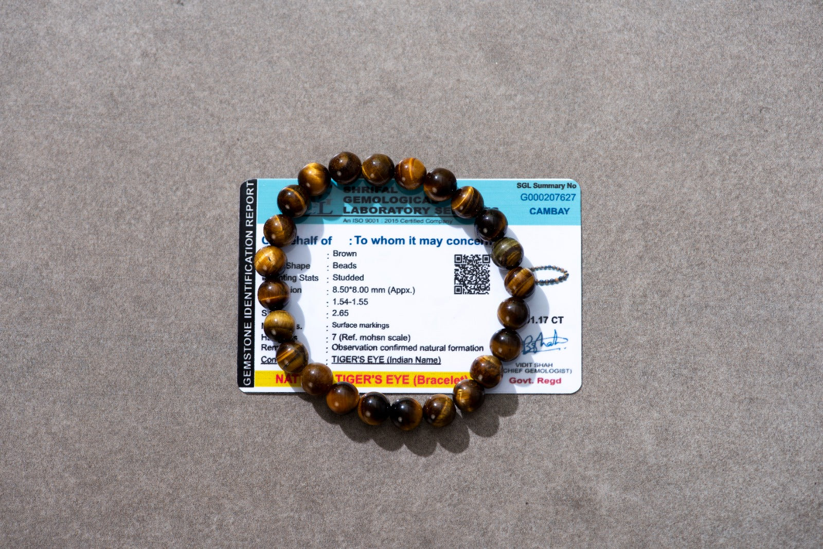 Certified Tiger Eye Healing Bracelet for Self Confidence