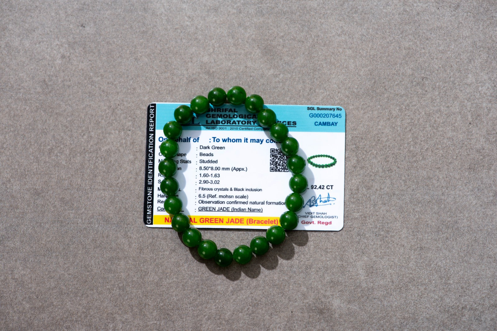 Certified Natural Green Jade Bracelet For Timeless Beauty & Good Fortune