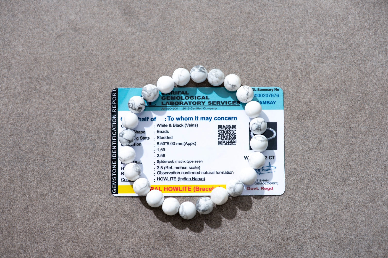 Certified Natural Howlite Bracelet For Calmness