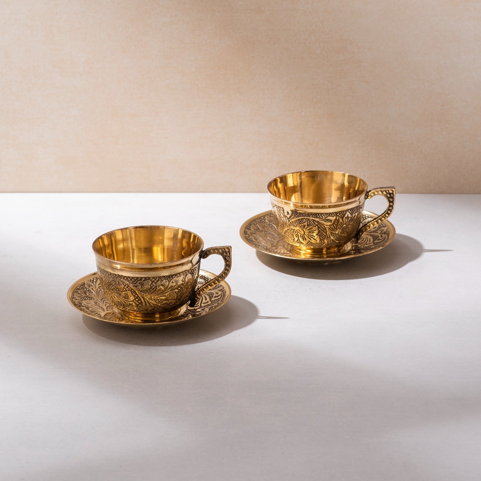 Brass Rajwada Cup Plate - Set of 2