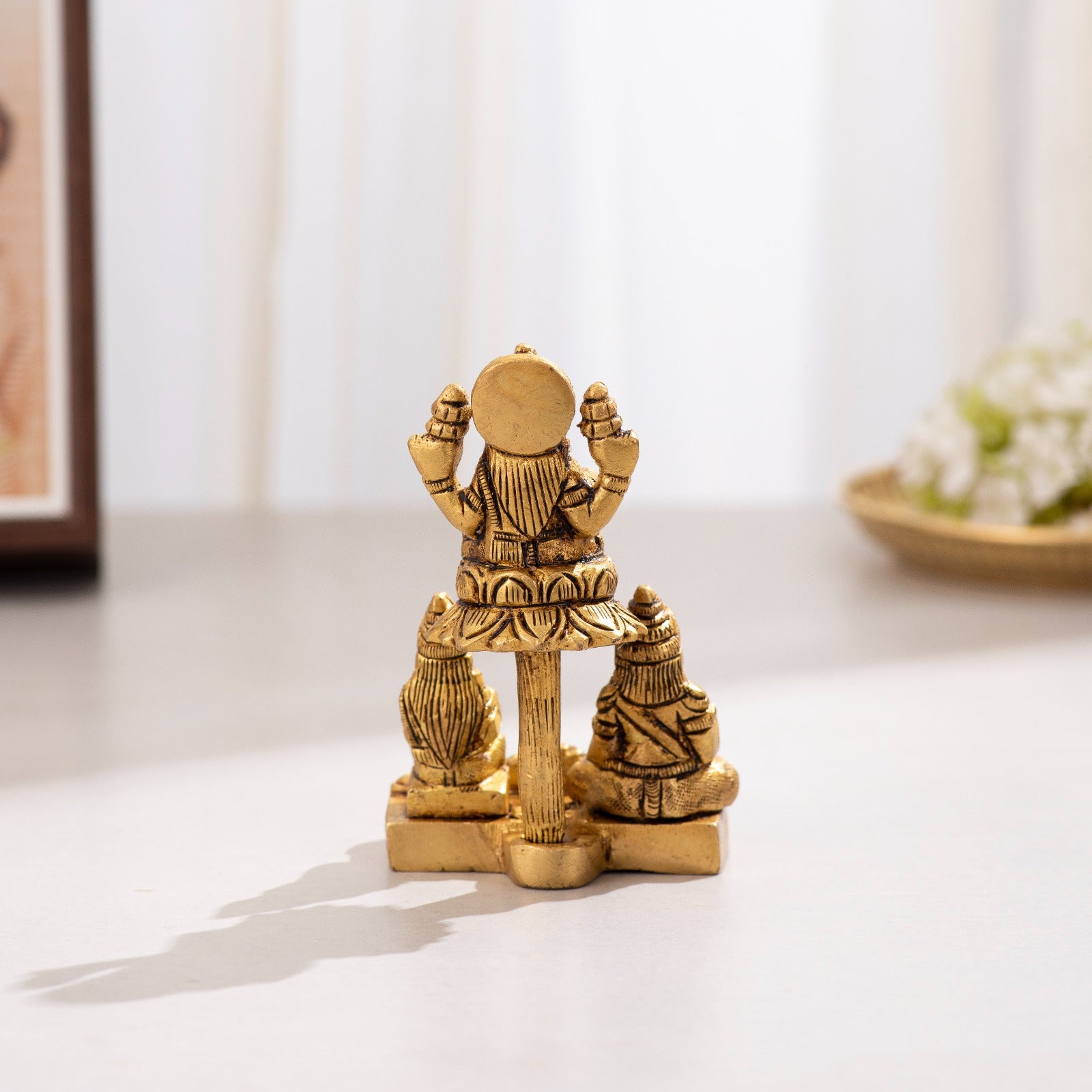 Brass Maa Lakshmi with Kuber Maharaj and Chitralekha Idol - 5 inch