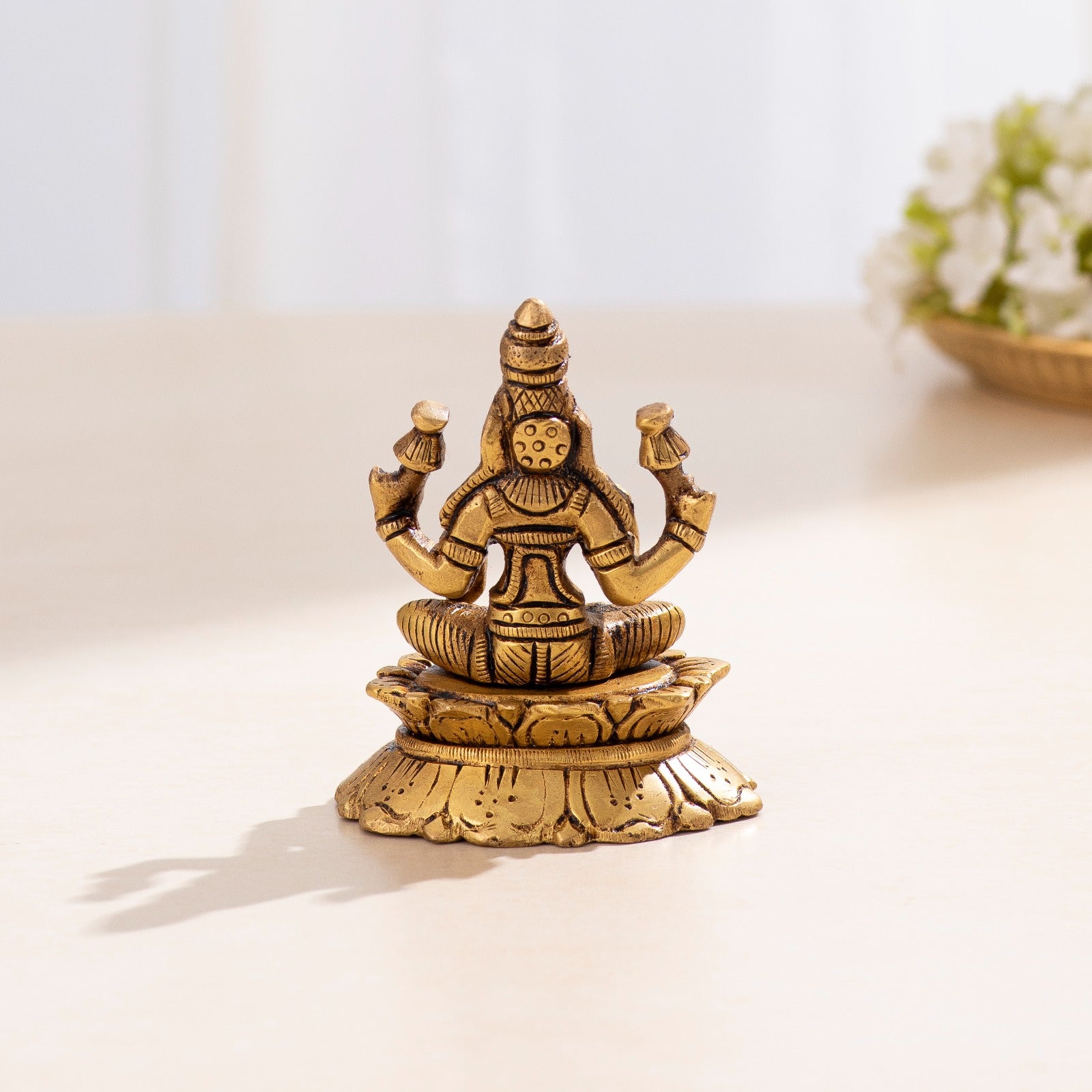 Brass Superfine Laxmi Ganesha Idol - 3.5 inch