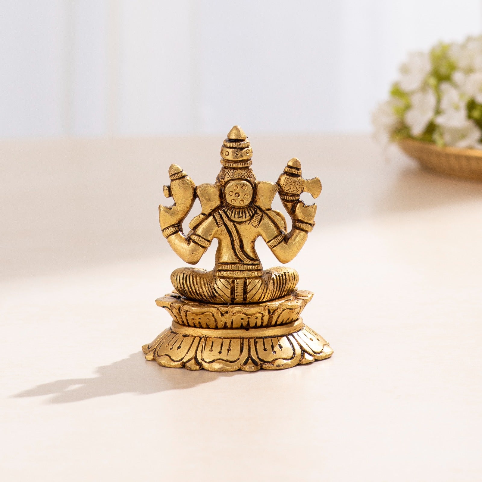 Brass Superfine Laxmi Ganesha Idol - 3.5 inch