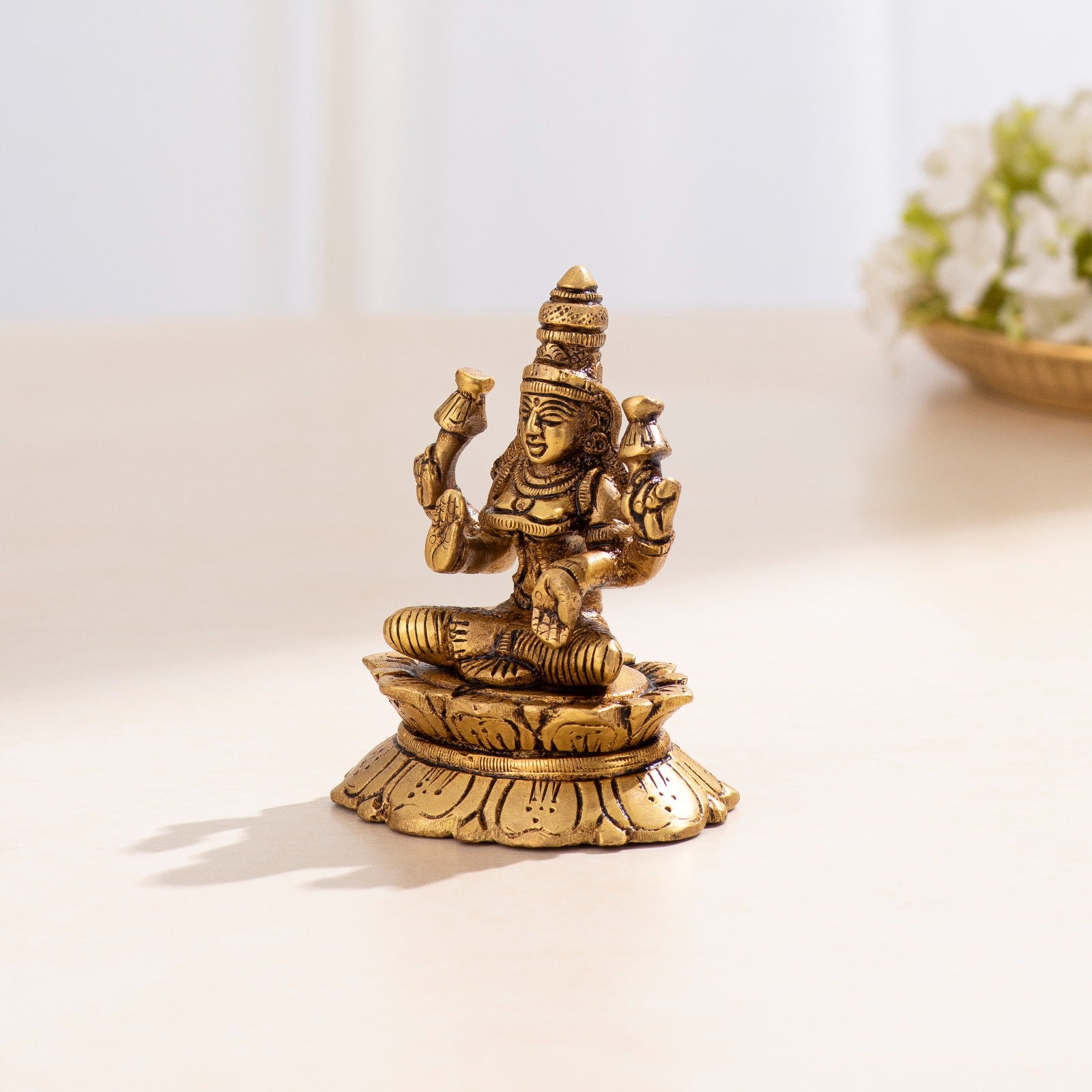 Brass Superfine Laxmi Ganesha Idol - 3.5 inch