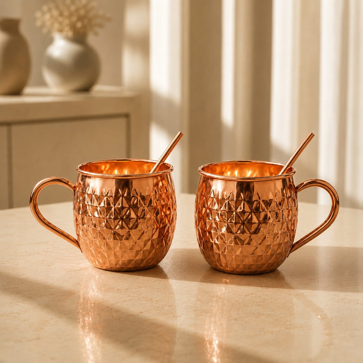 Hammered Copper Moscow Mule Mug Set of 2