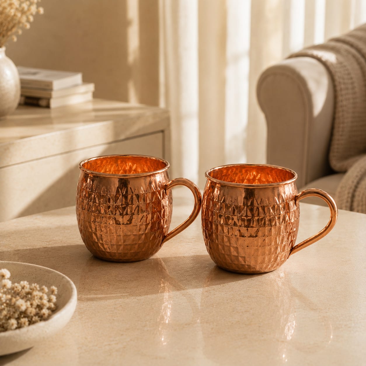 Hammered Copper Moscow Mule Mug Set of 2