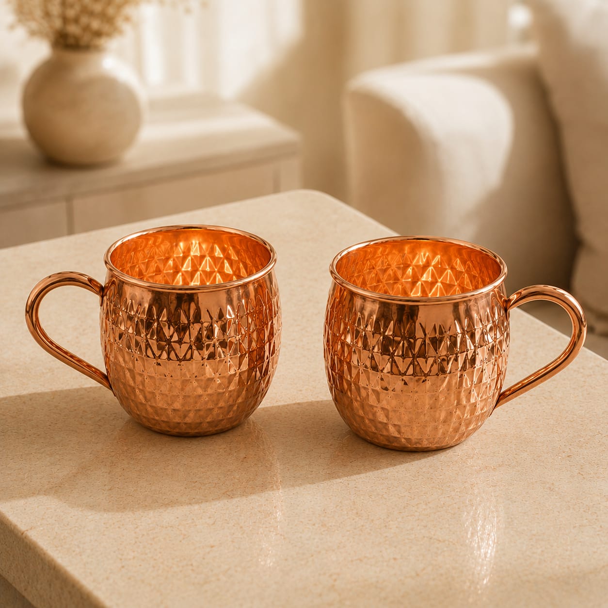 Hammered Copper Moscow Mule Mug Set of 2