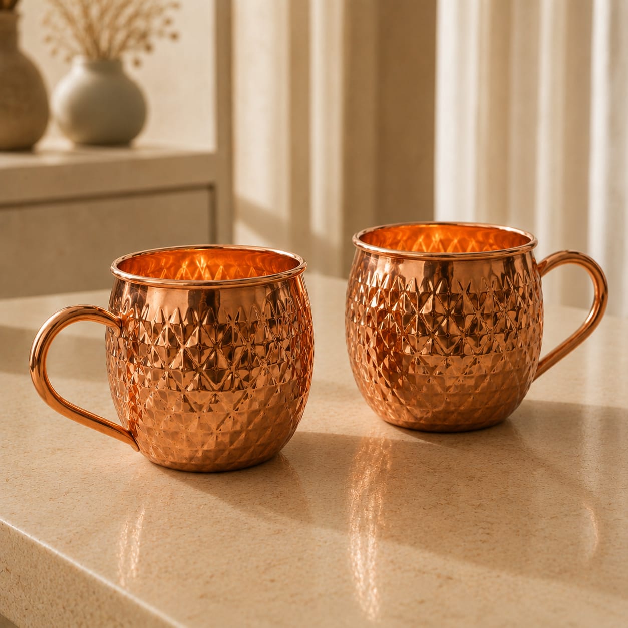 Hammered Copper Moscow Mule Mug Set of 2
