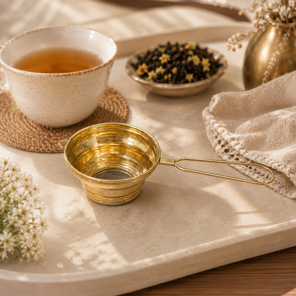 Premium Brass Tea Strainer