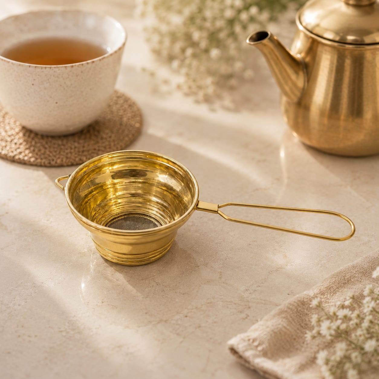 Premium Brass Tea Strainer