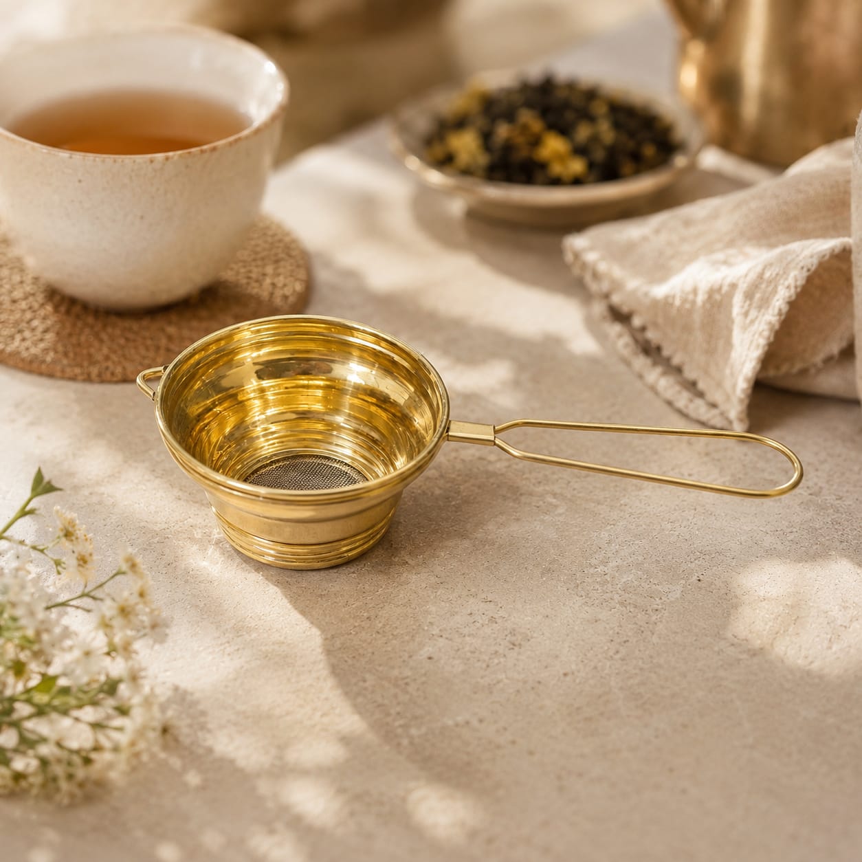 Premium Brass Tea Strainer